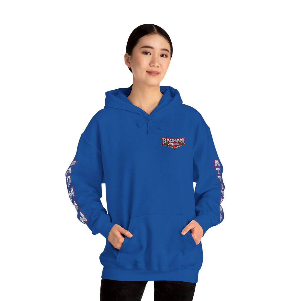 Badman Attitude Hoodie — Graphic Sleeve Logo Hooded Sweatshirt