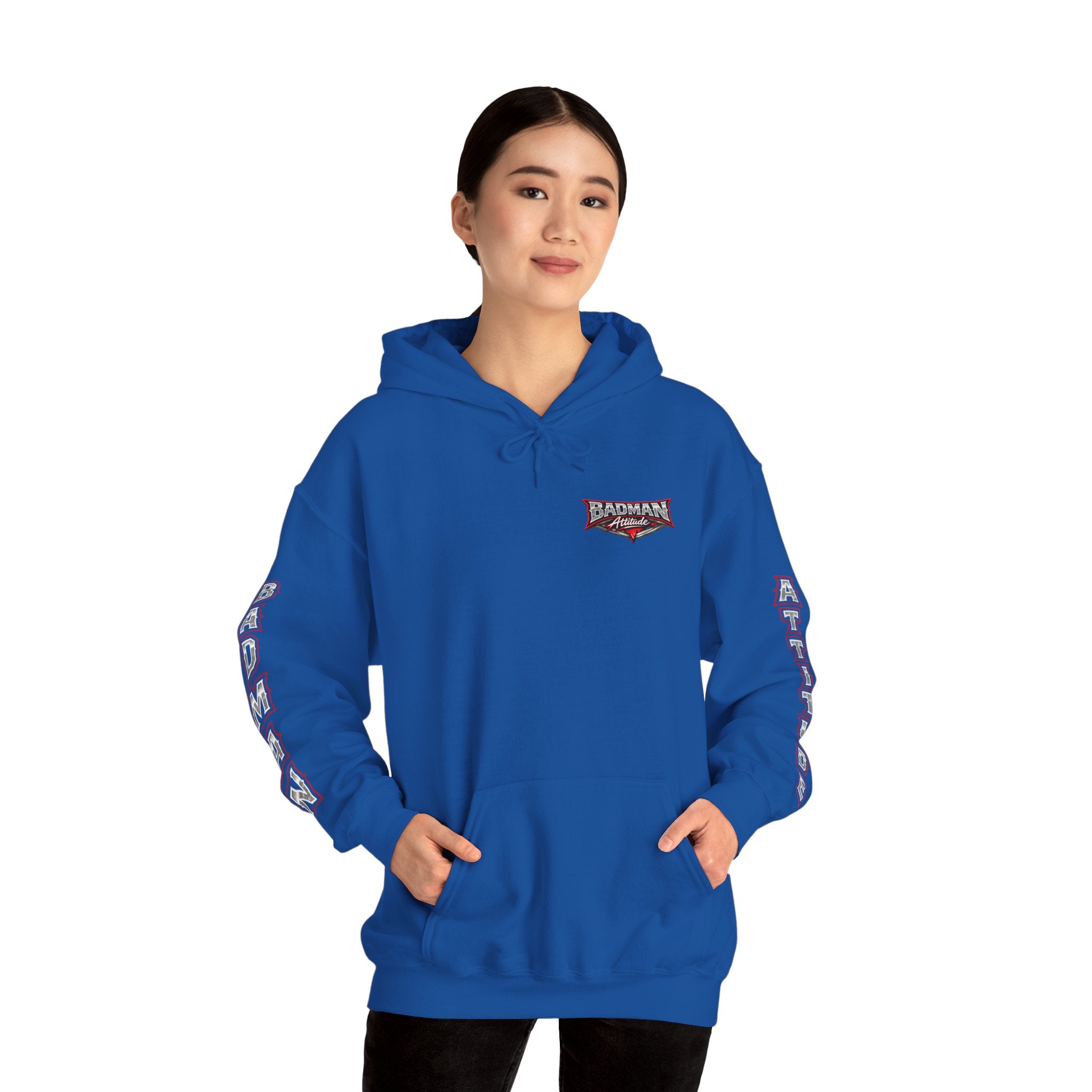 Badman Attitude Hoodie — Graphic Sleeve Logo Hooded Sweatshirt