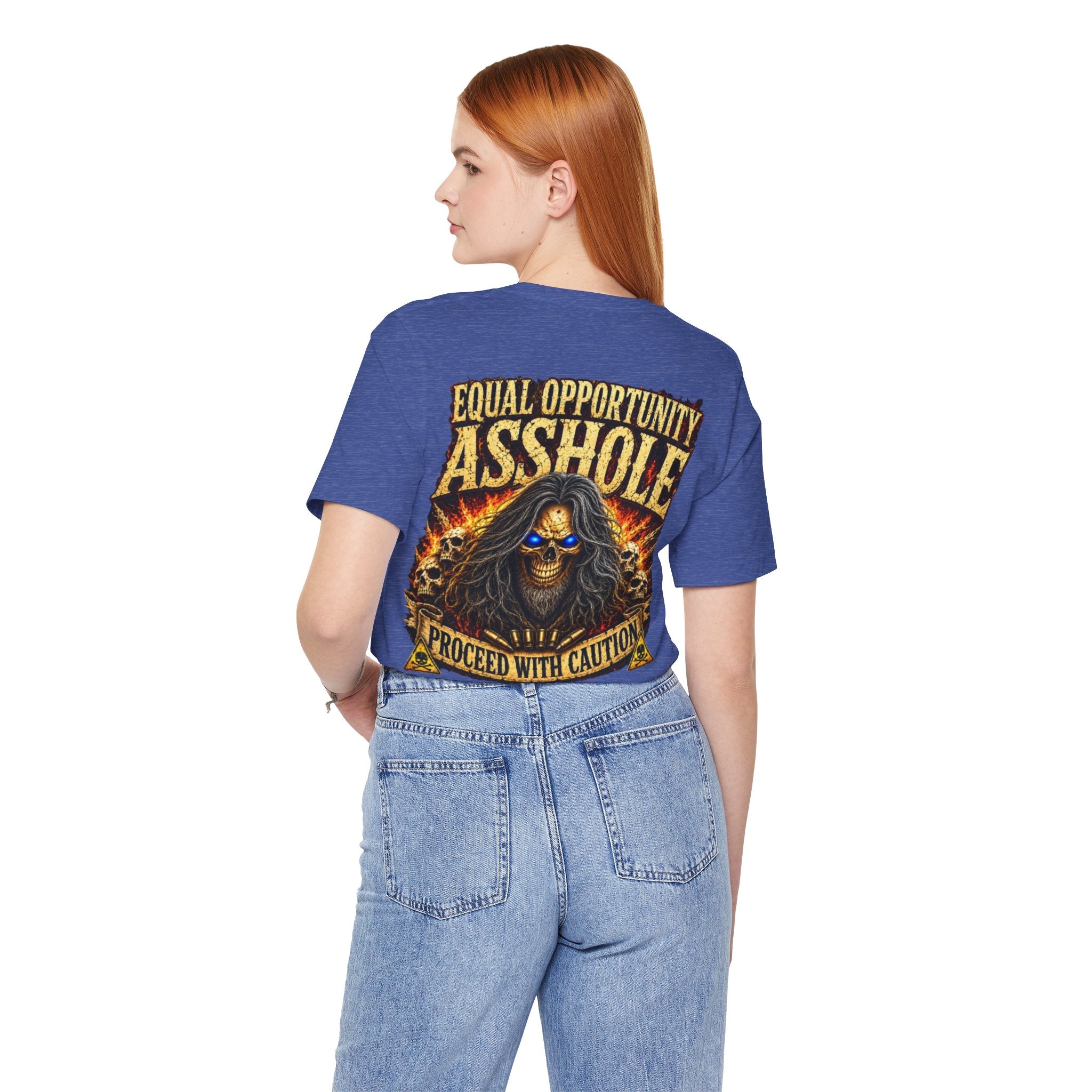 "Equal Opportunity Asshole" Graphic Tee with Skull & Flames (Proceed With Caution)