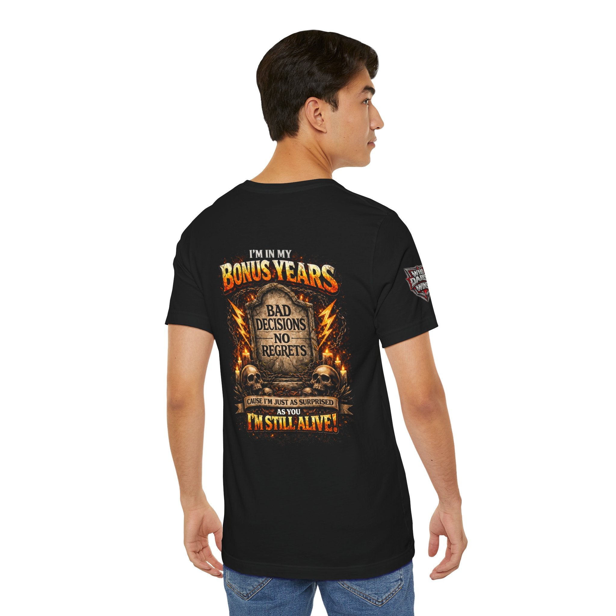 "I'm in My Bonus Years" Graveyard Graphic Tee (Bad Decisions, No Regrets)