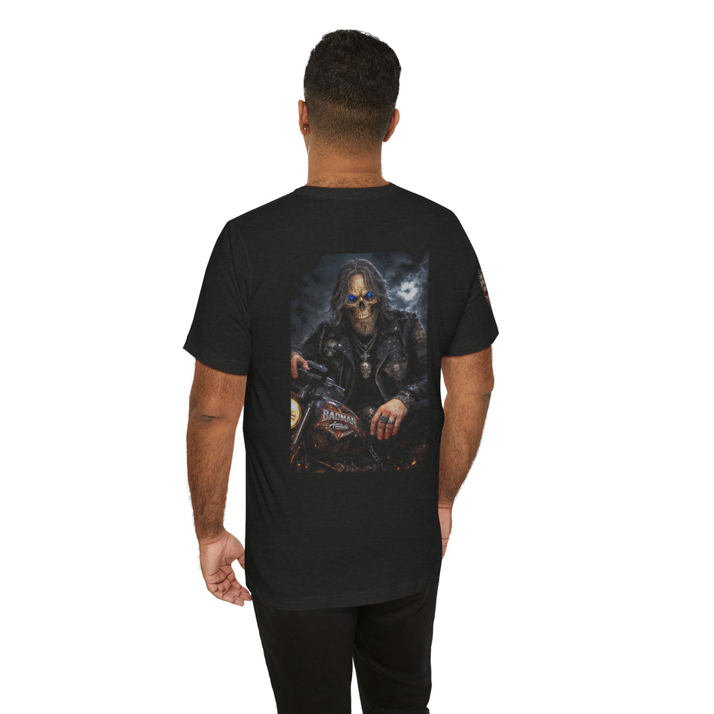 Badman Biker Skull T‑Shirt — Gothic Motorcycle Club Tee