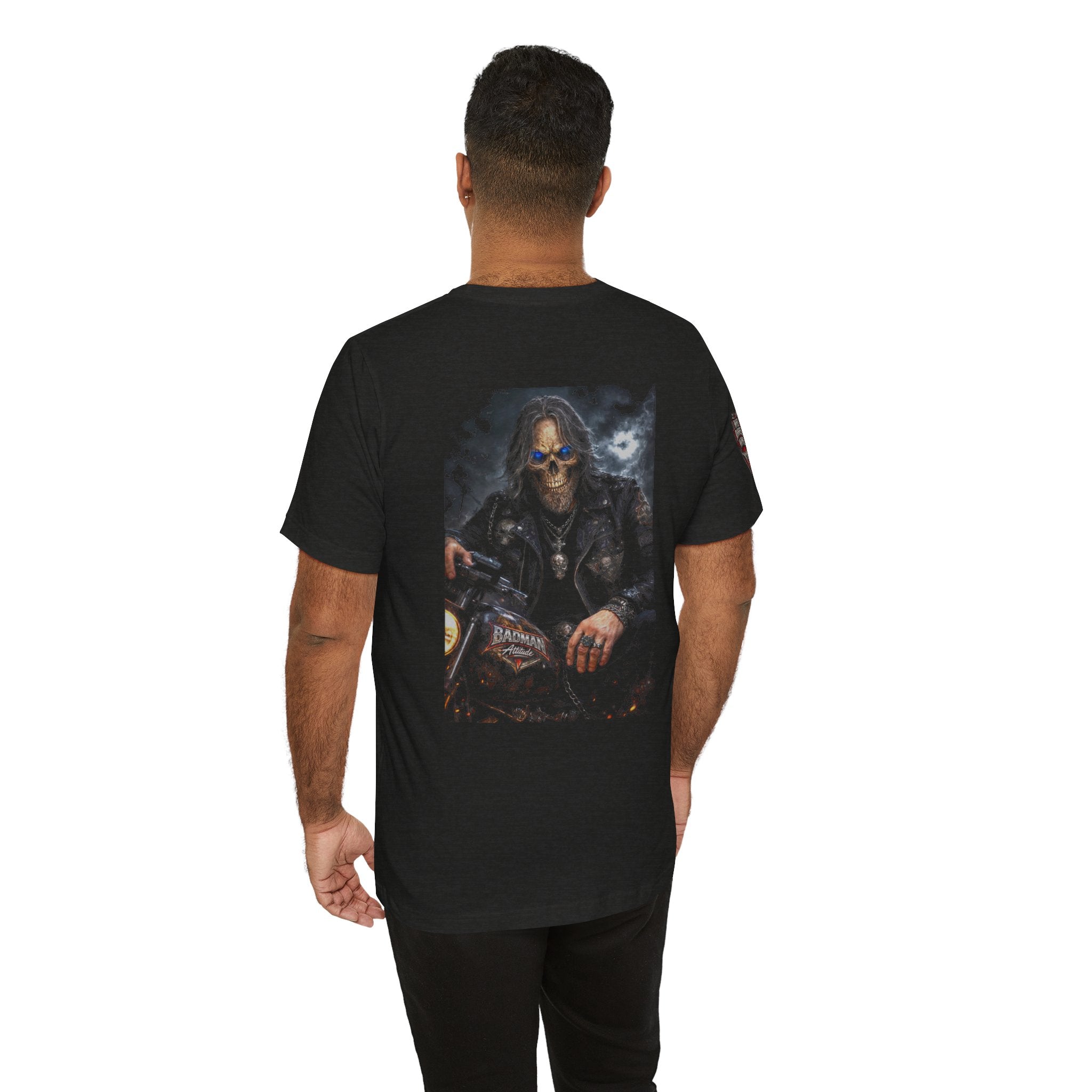 Badman Biker Skull T‑Shirt — Gothic Motorcycle Club Tee