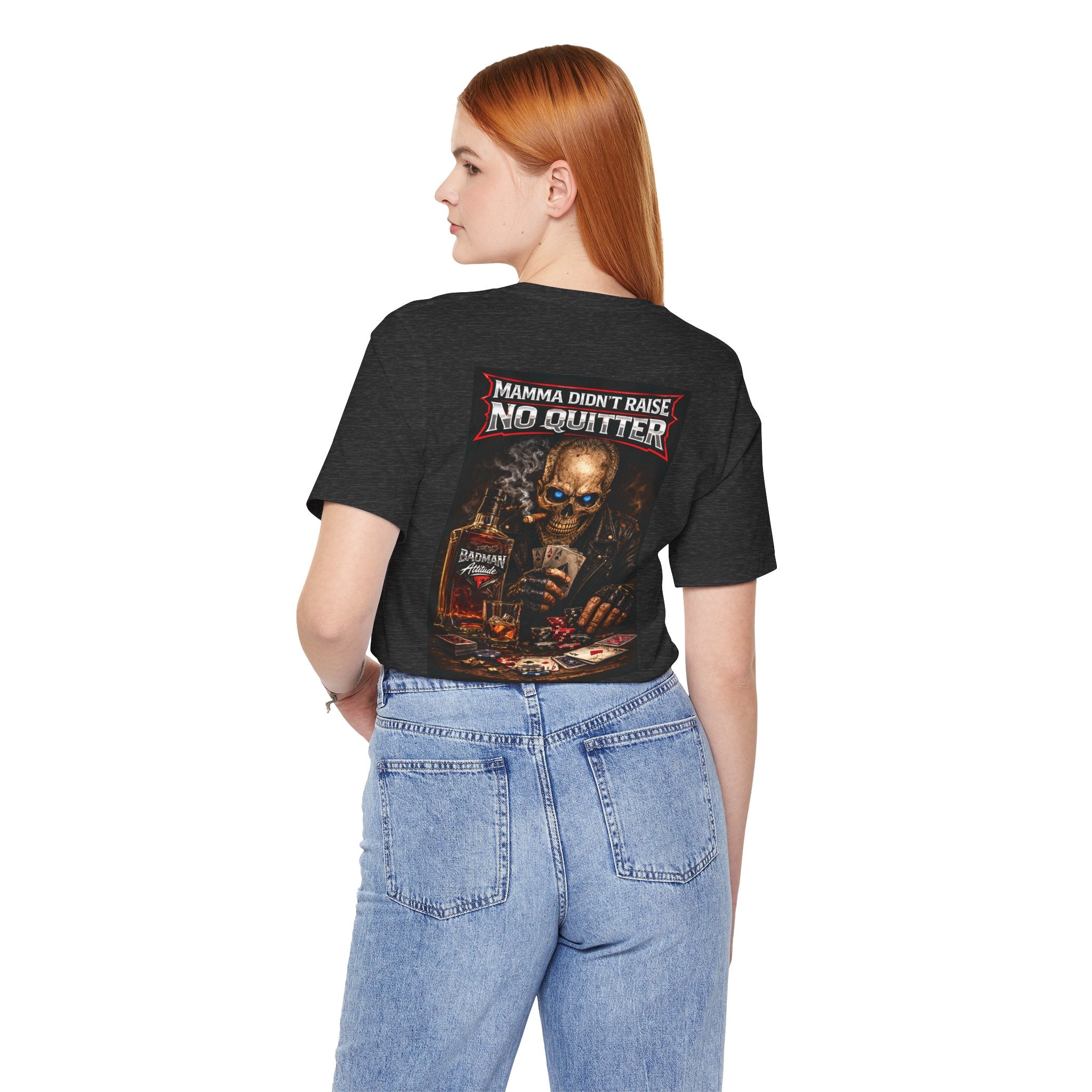 No Quitter Skull Poker T‑Shirt