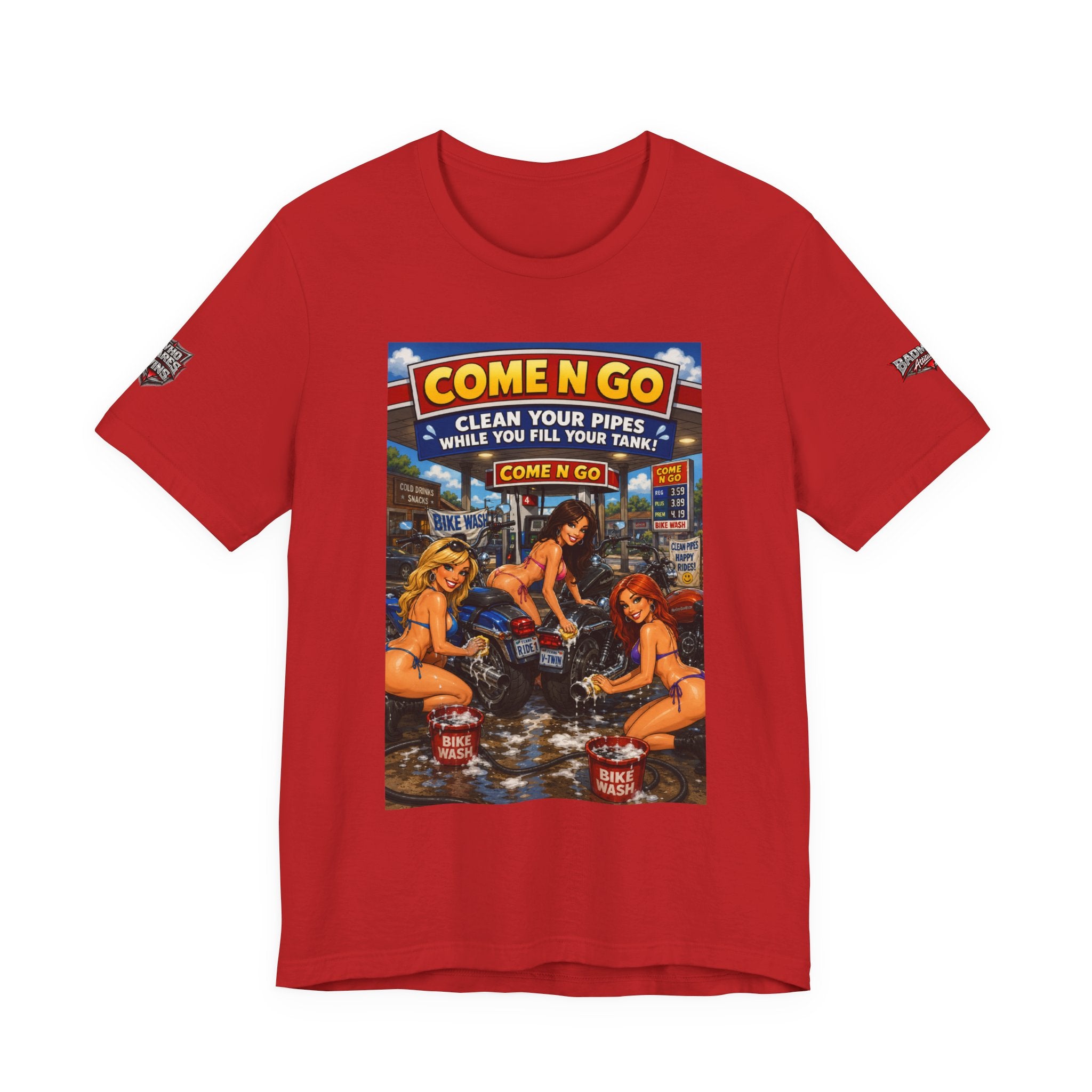 “Come N Go” Retro Mechanic Artwork — Vintage Pinup Garage Tee