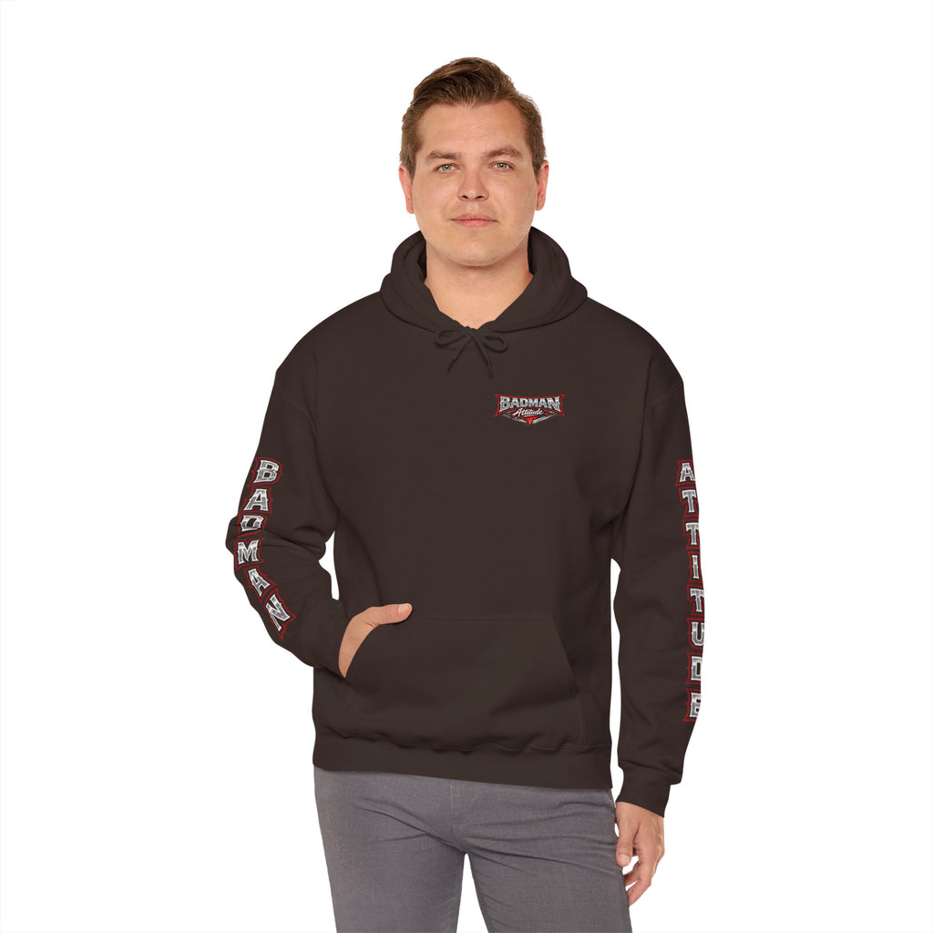 Badman Attitude Hoodie — Graphic Sleeve Logo Hooded Sweatshirt