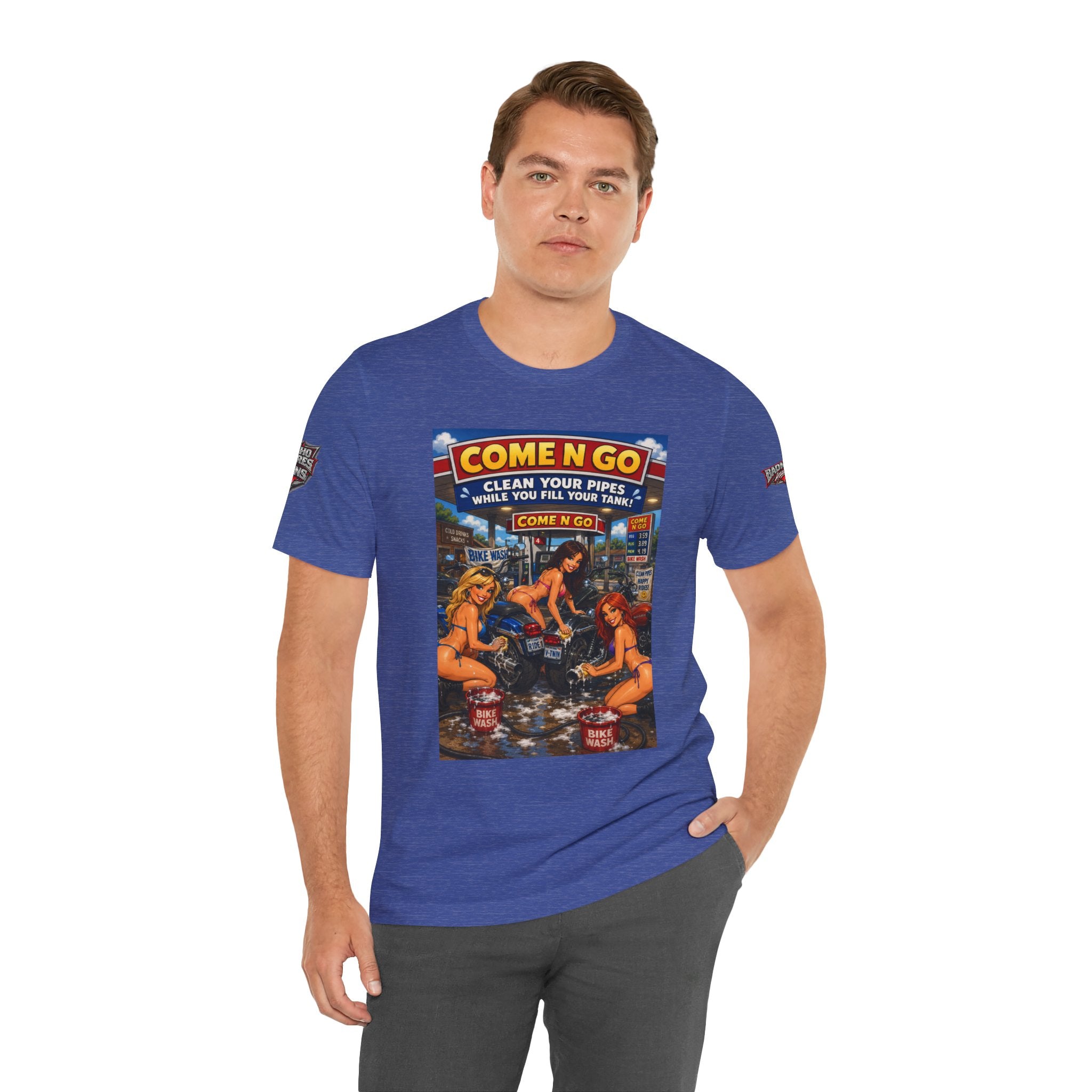 “Come N Go” Retro Mechanic Artwork — Vintage Pinup Garage Tee