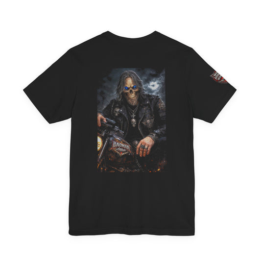 Badman Biker Skull T‑Shirt — Gothic Motorcycle Club Tee
