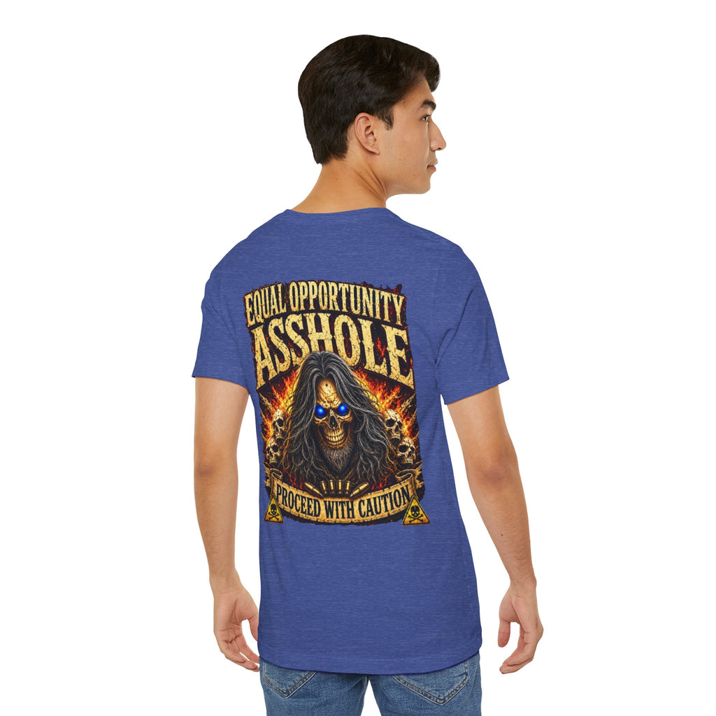 "Equal Opportunity Asshole" Graphic Tee with Skull & Flames (Proceed With Caution)