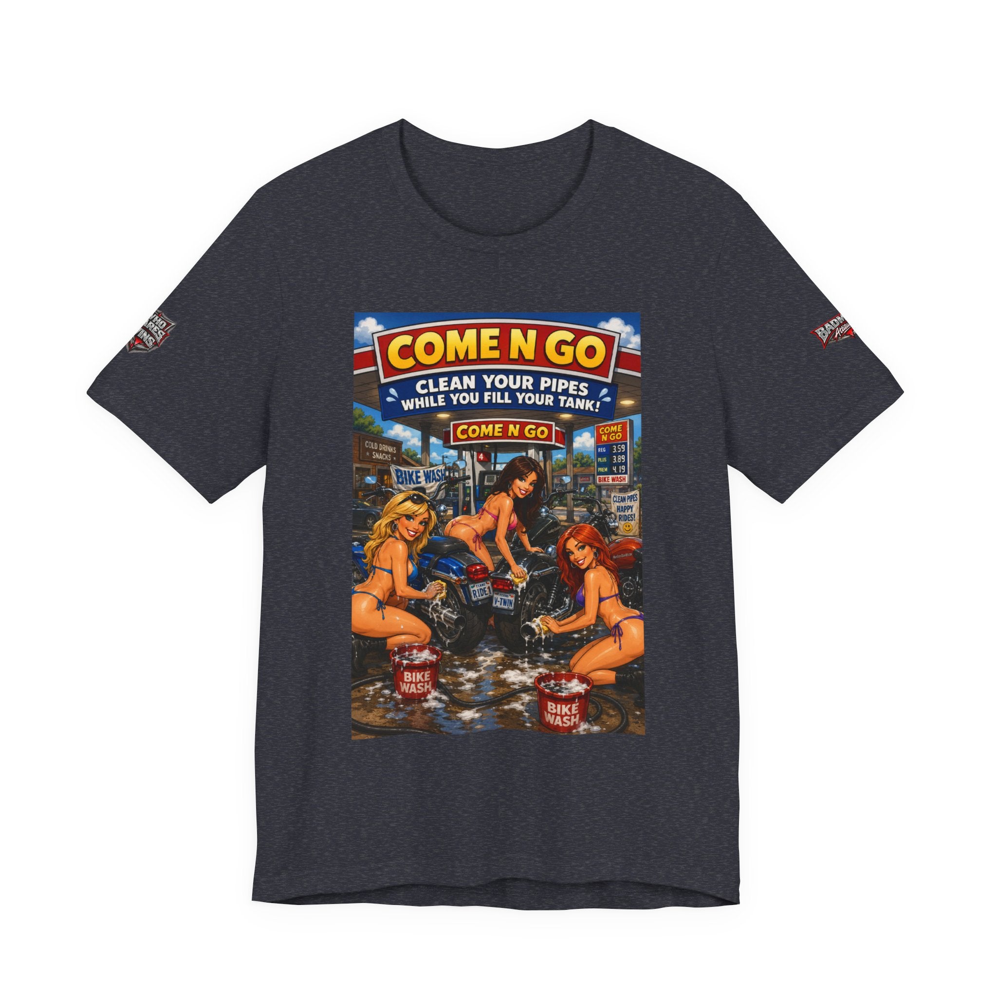 “Come N Go” Retro Mechanic Artwork — Vintage Pinup Garage Tee
