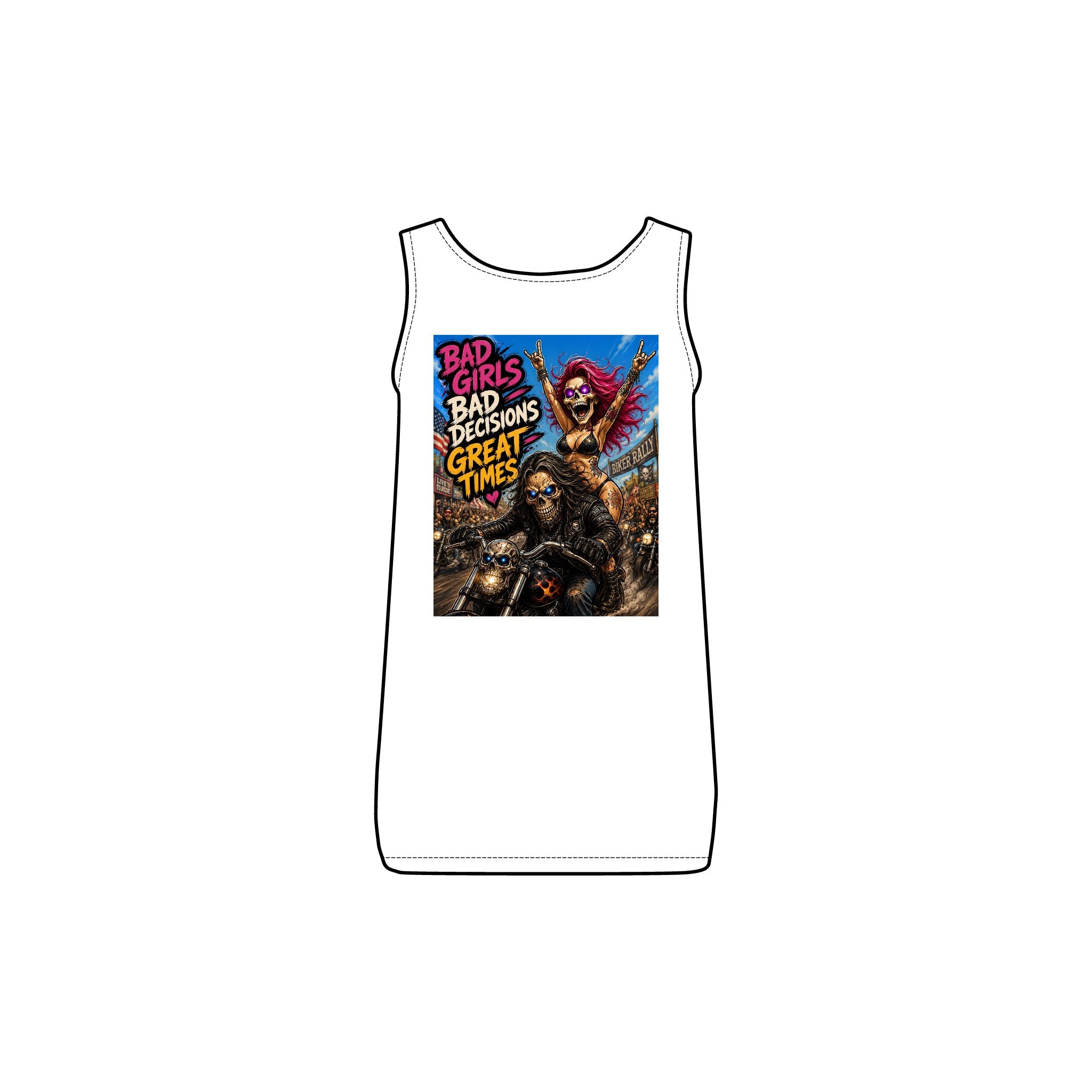 "Bad Girls, Bad Decisions, Great Times" Women's Ribbed Tank — Bad Girls Graphic Tank Top