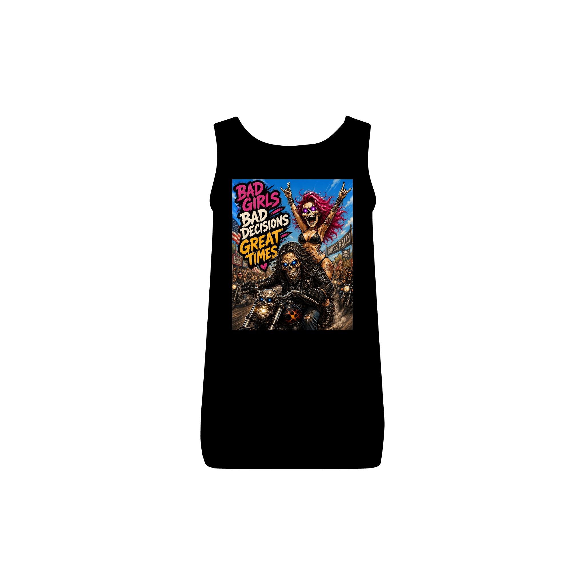 "Bad Girls, Bad Decisions, Great Times" Women's Ribbed Tank — Bad Girls Graphic Tank Top