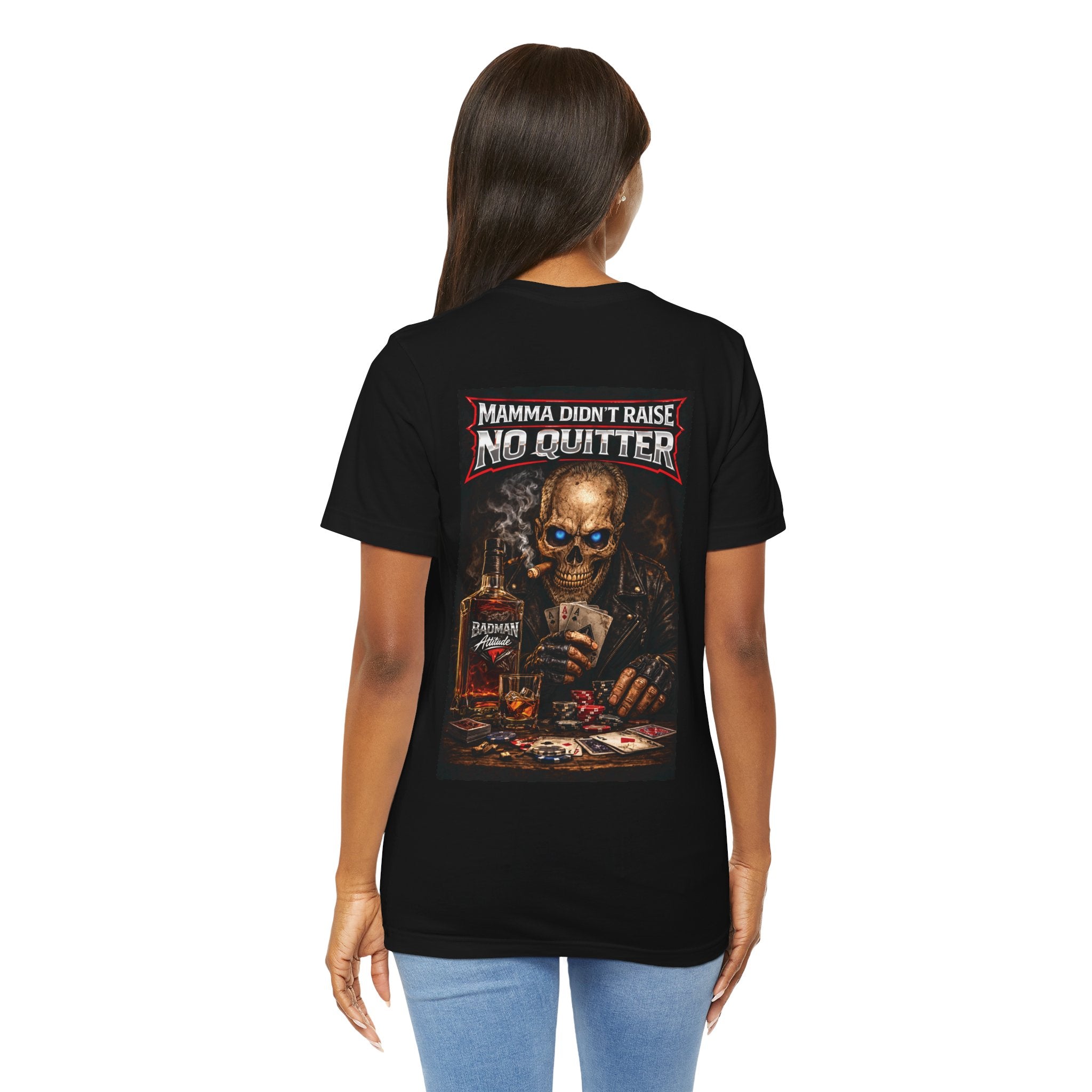 No Quitter Skull Poker T‑Shirt