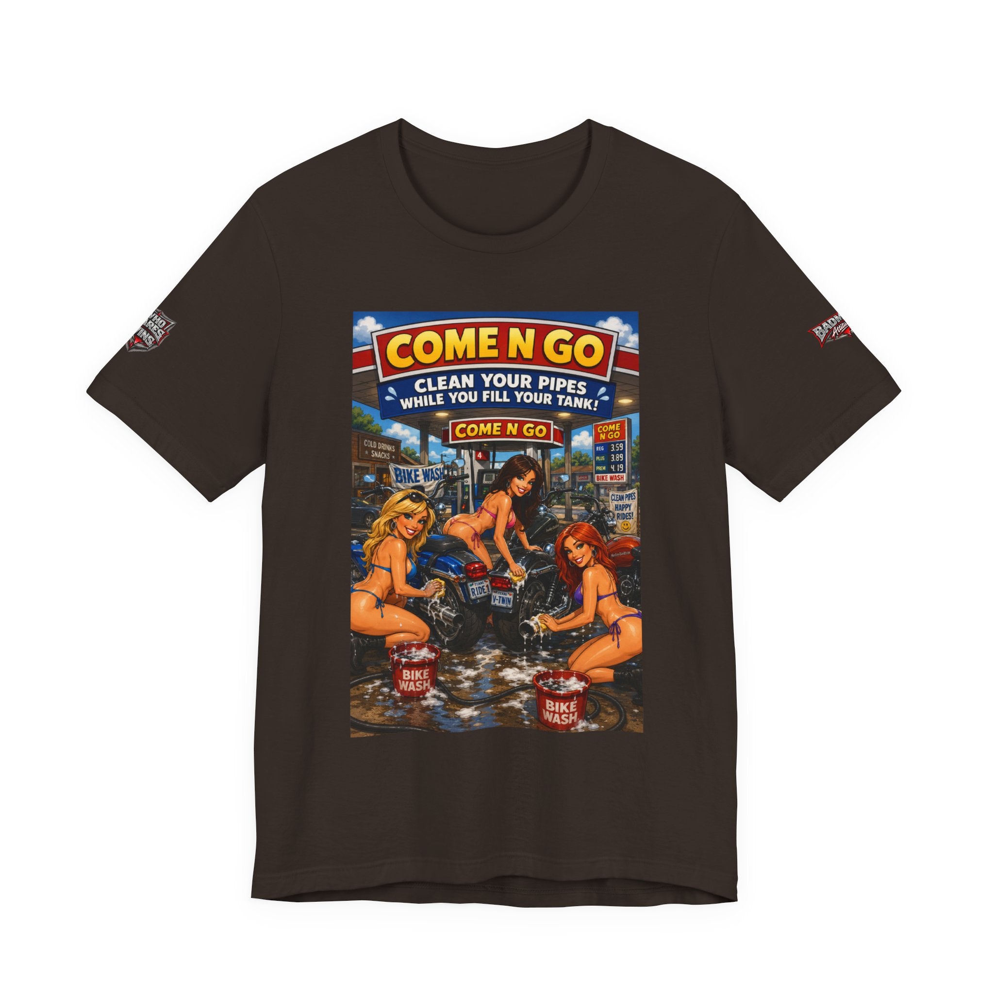 “Come N Go” Retro Mechanic Artwork — Vintage Pinup Garage Tee