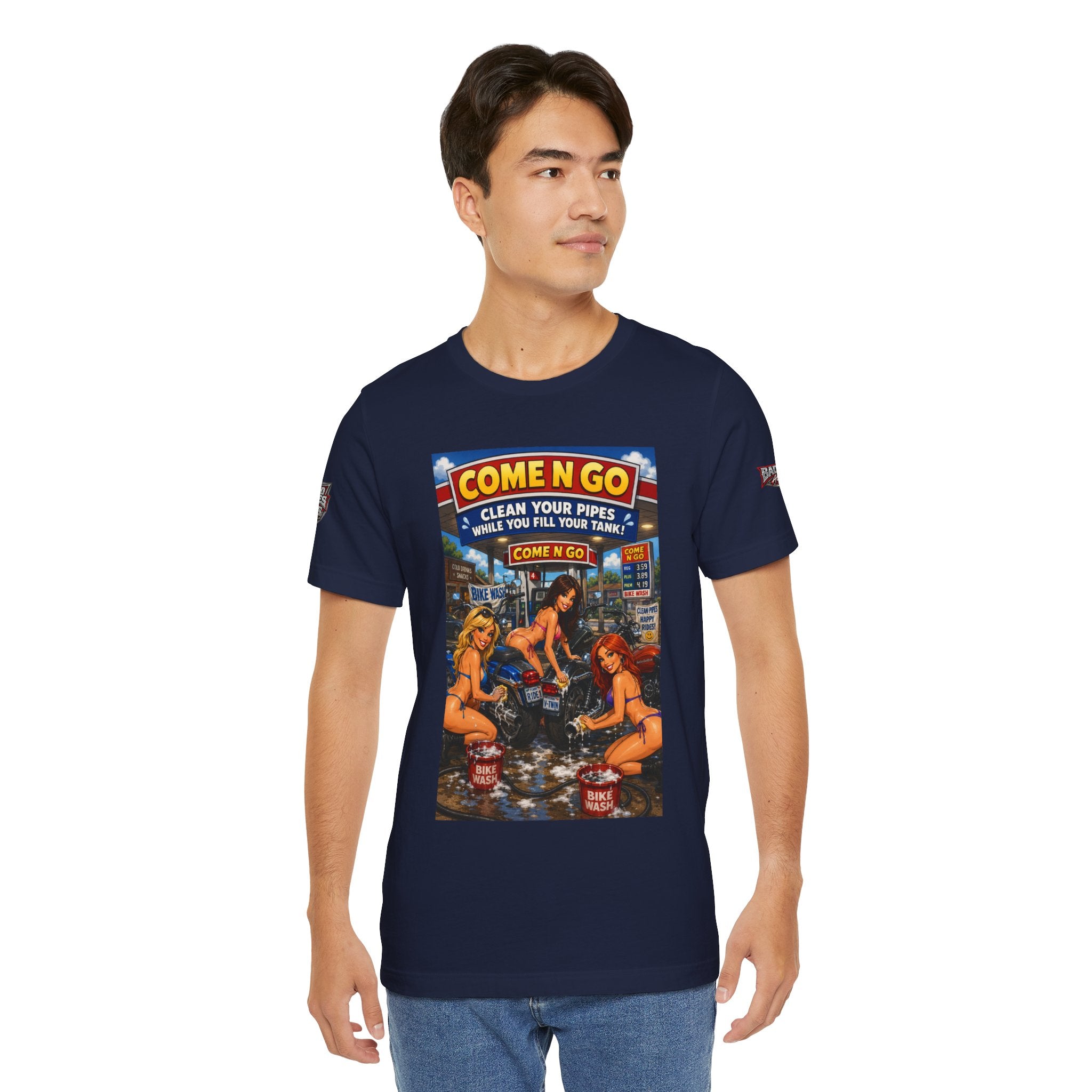 “Come N Go” Retro Mechanic Artwork — Vintage Pinup Garage Tee