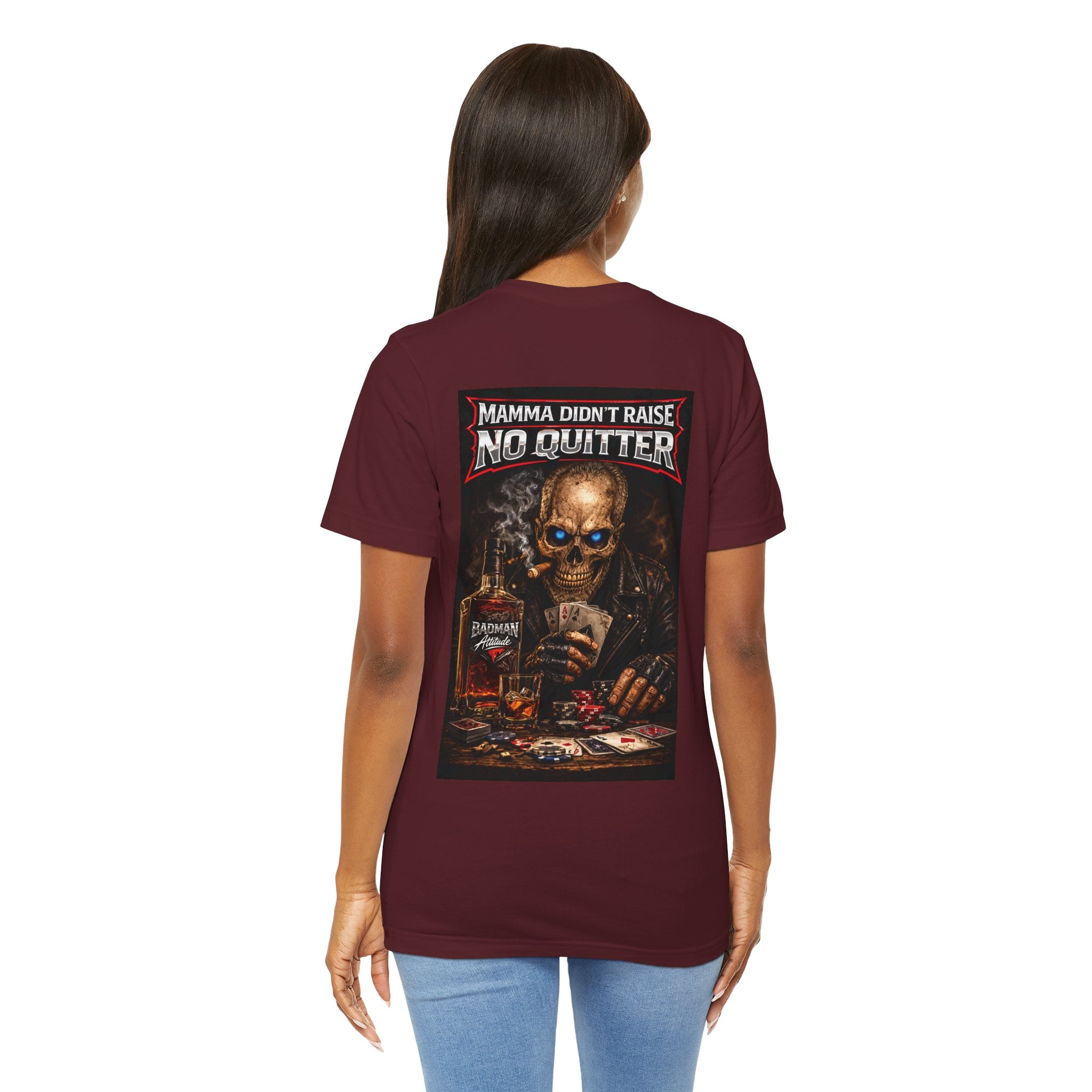 No Quitter Skull Poker T‑Shirt