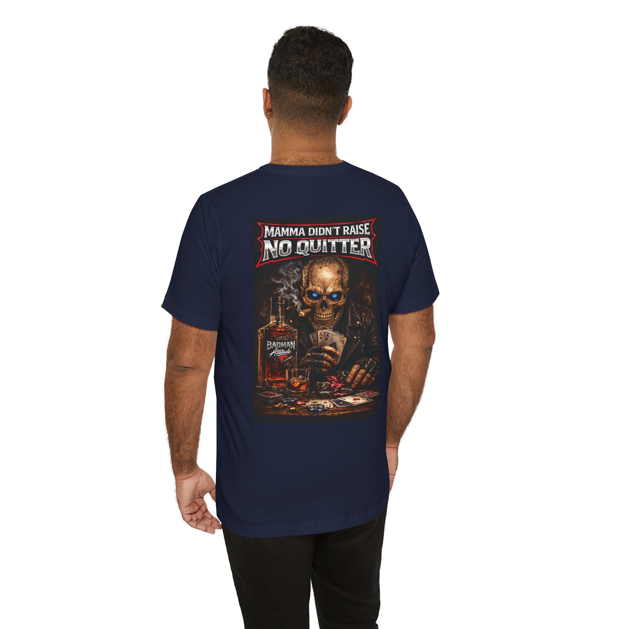 No Quitter Skull Poker T‑Shirt