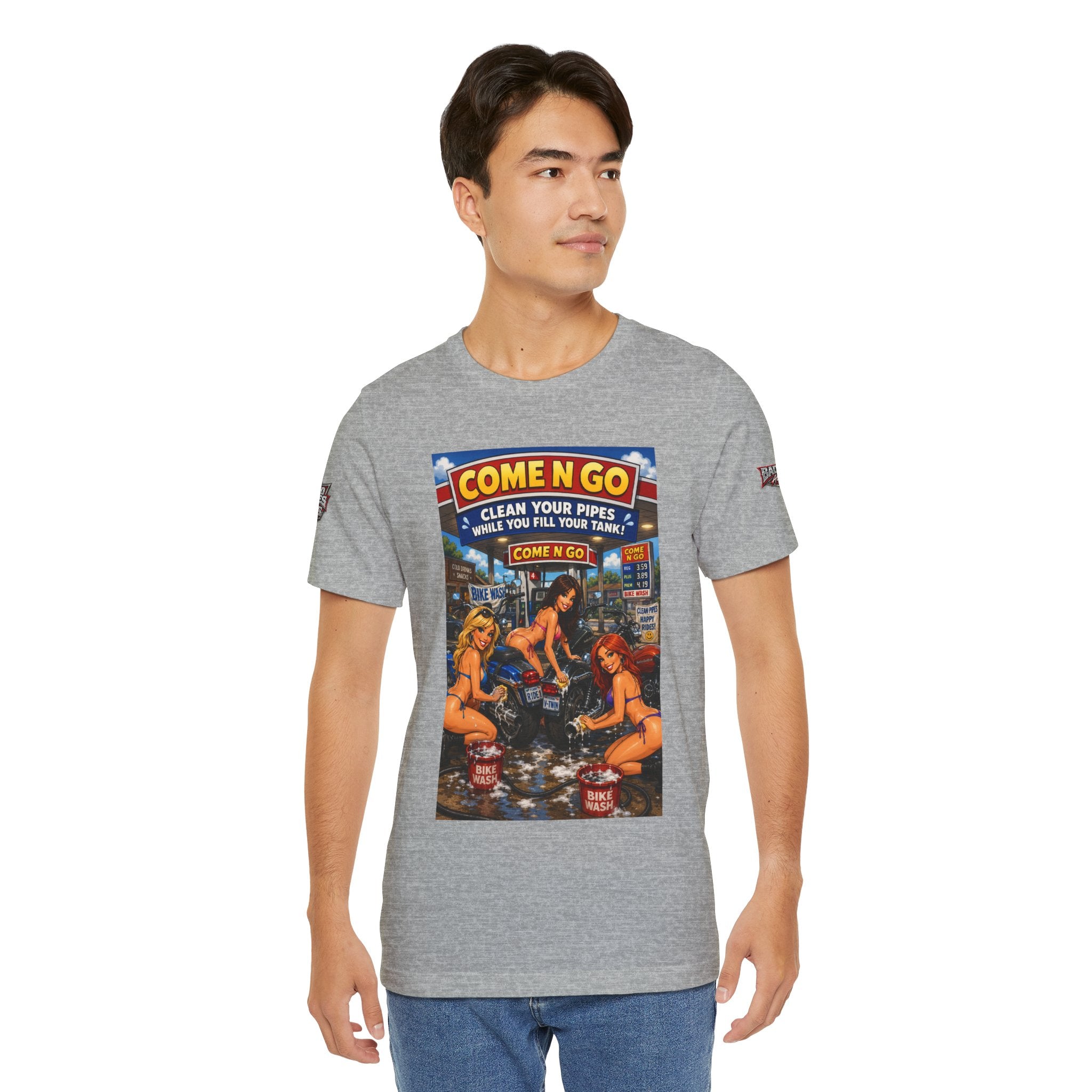 “Come N Go” Retro Mechanic Artwork — Vintage Pinup Garage Tee