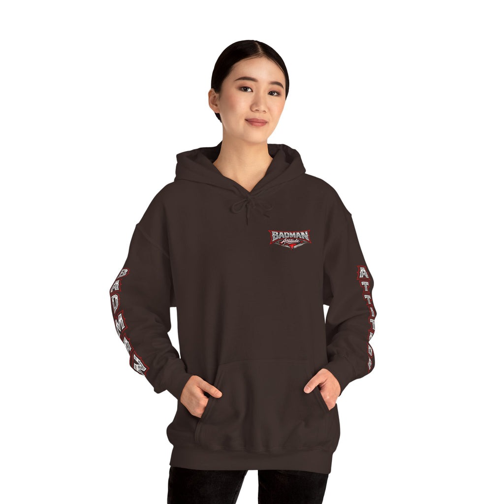 Badman Attitude Hoodie — Graphic Sleeve Logo Hooded Sweatshirt