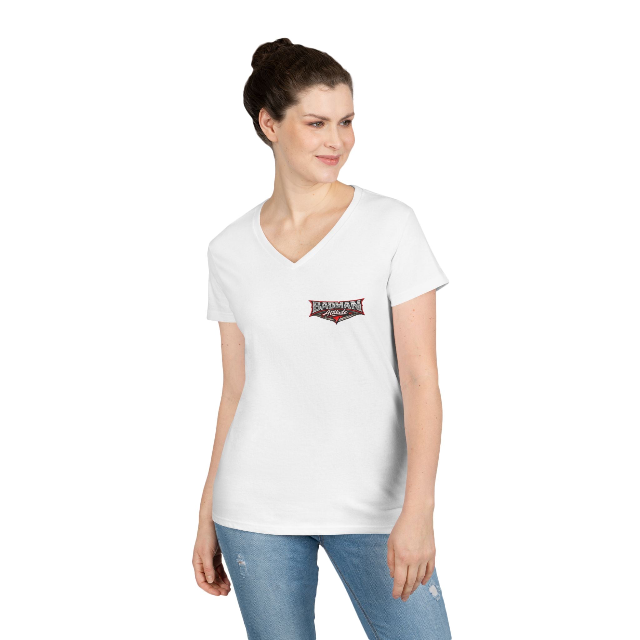 Ladies' V-Neck T-Shirt — "If You Think I'm a Bitch" Gothic Skull Graphic Tee