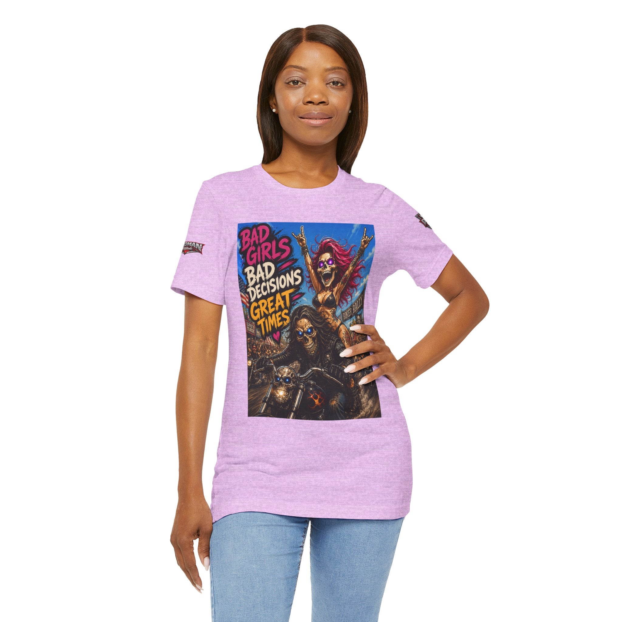 Bad Girls Bad Decisions Great Times Tee - Biker Rock Graphic T-Shirt