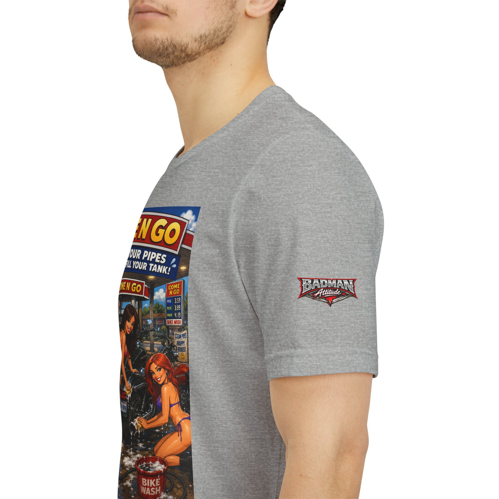 “Come N Go” Retro Mechanic Artwork — Vintage Pinup Garage Tee