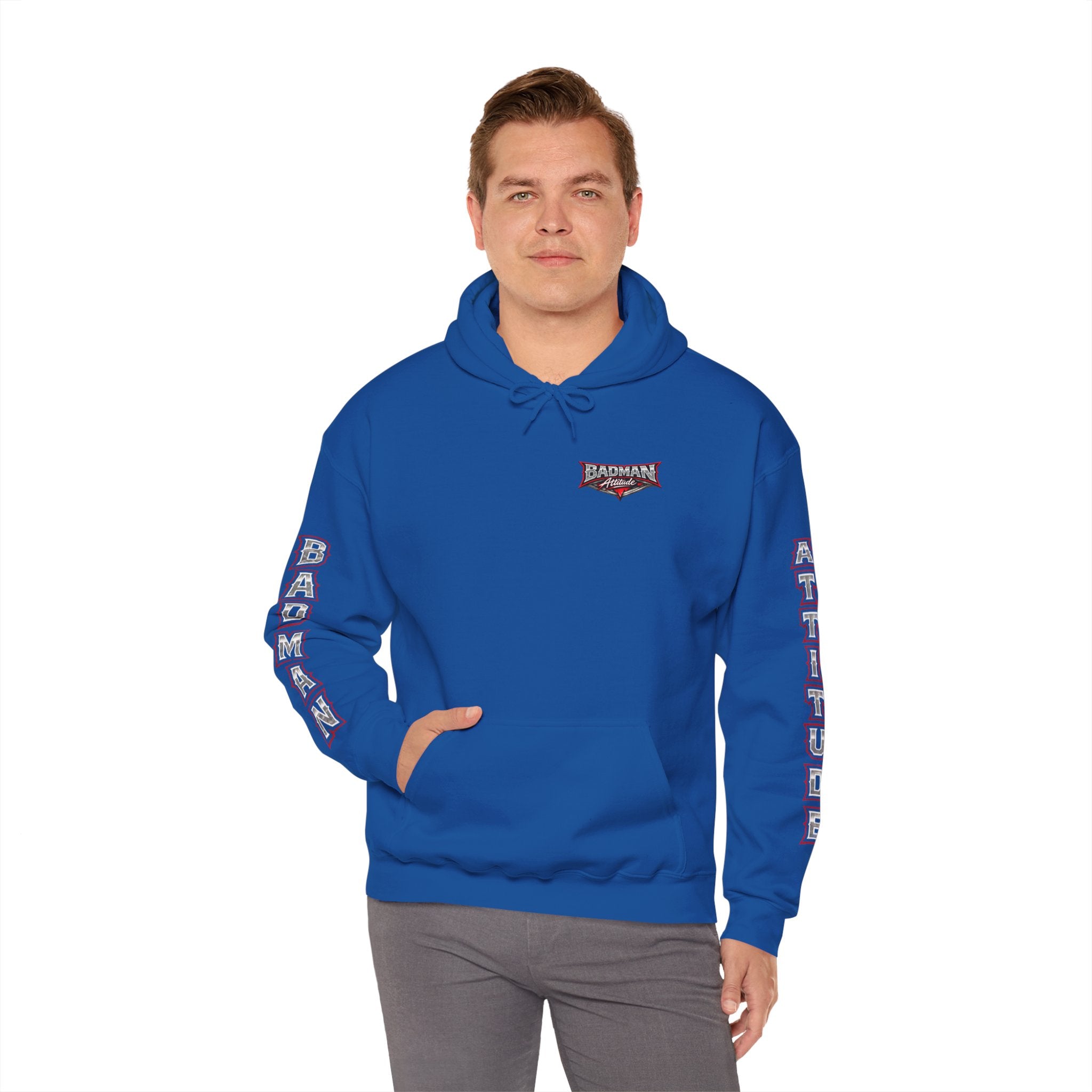 Badman Attitude Hoodie — Graphic Sleeve Logo Hooded Sweatshirt