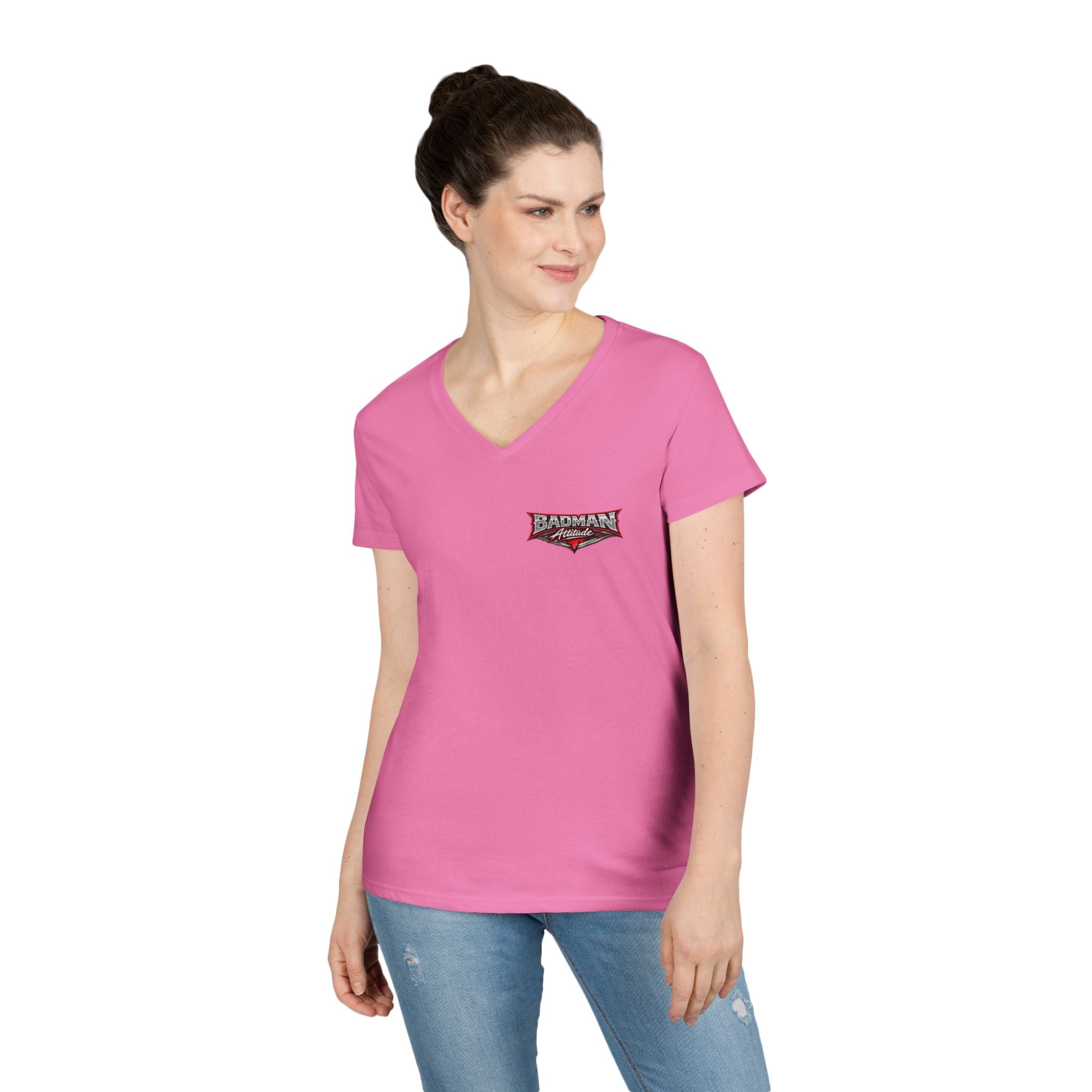 Ladies' V-Neck T-Shirt — "If You Think I'm a Bitch" Gothic Skull Graphic Tee
