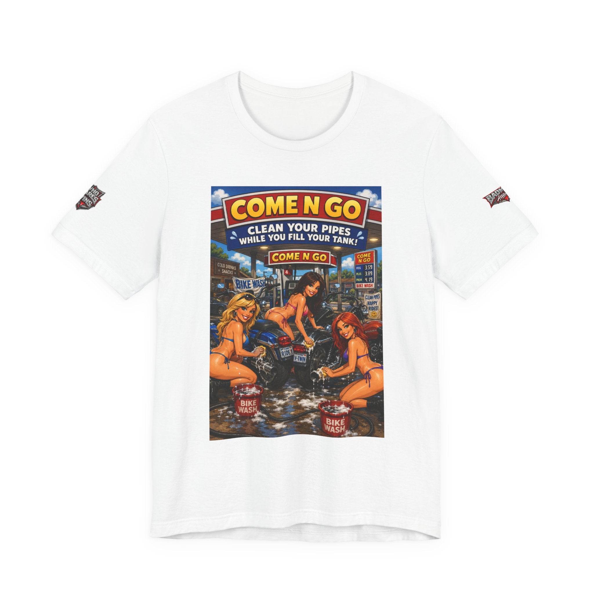 “Come N Go” Retro Mechanic Artwork — Vintage Pinup Garage Tee