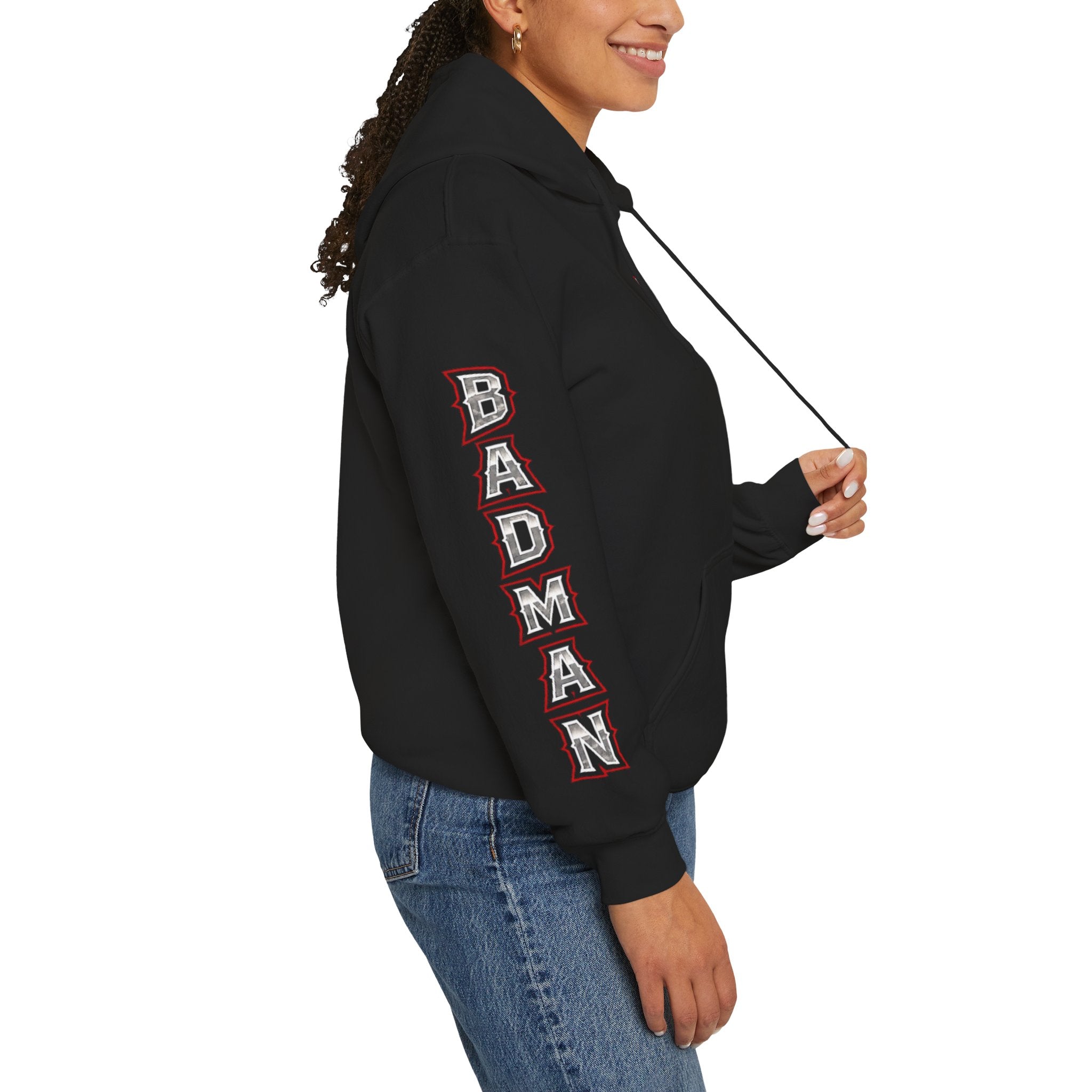 Badman Attitude Hoodie — Graphic Sleeve Logo Hooded Sweatshirt