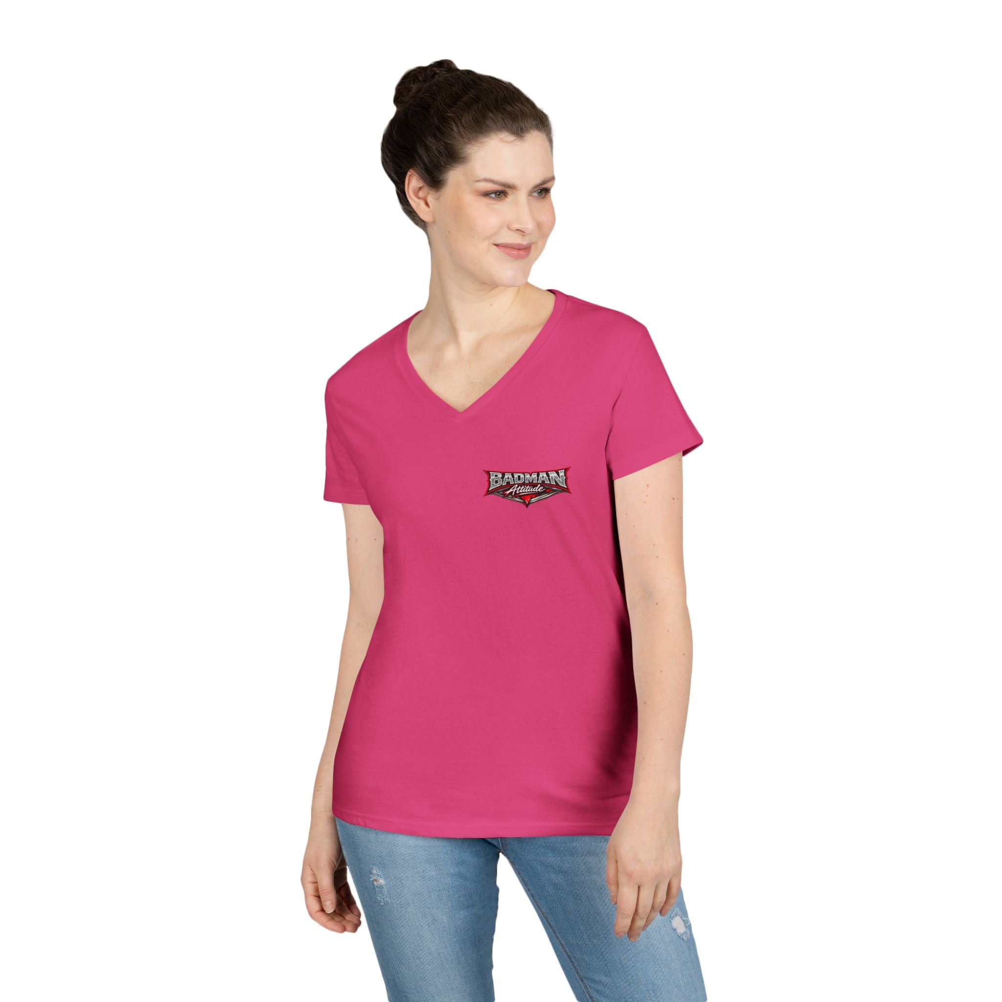 Ladies' V-Neck T-Shirt — "If You Think I'm a Bitch" Gothic Skull Graphic Tee