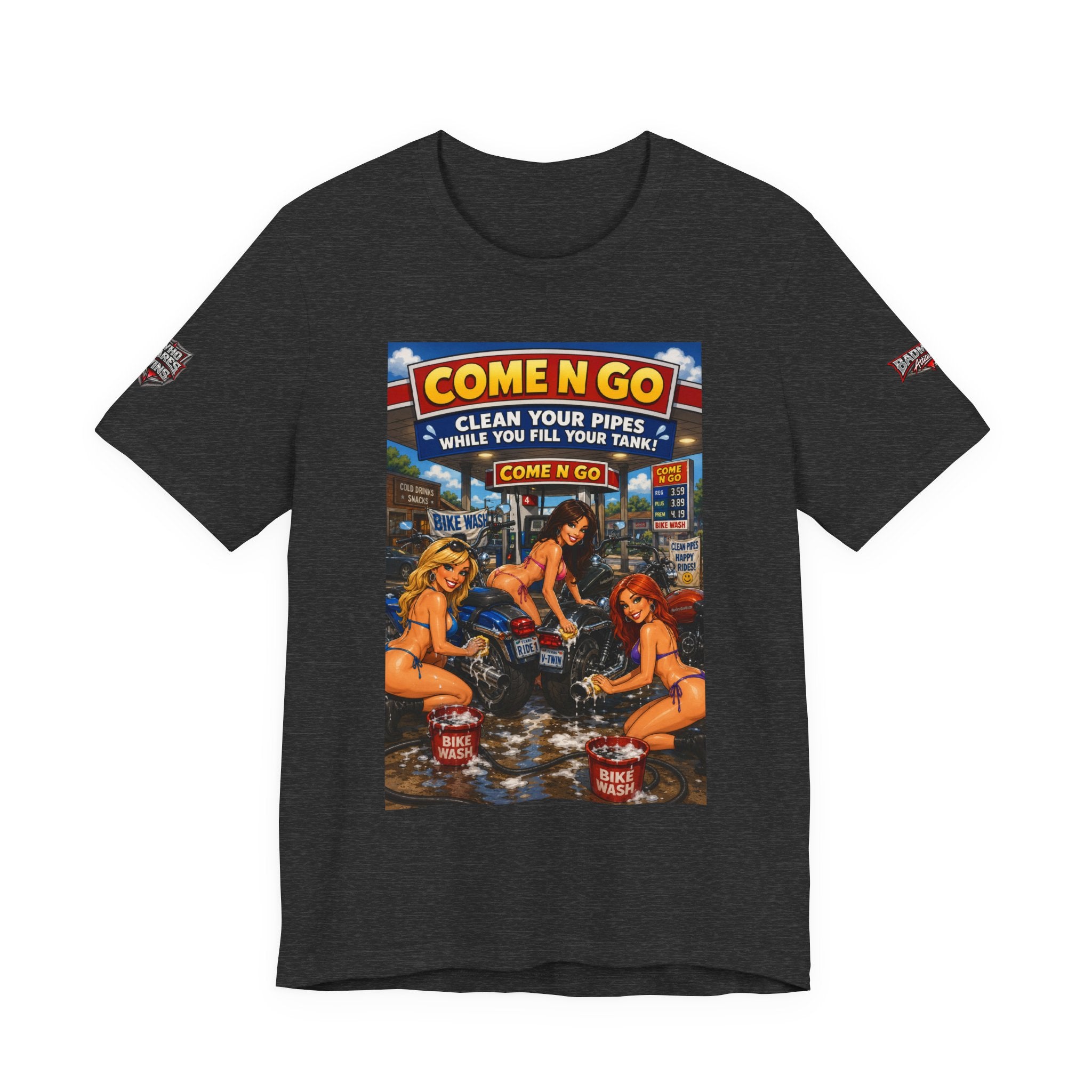 “Come N Go” Retro Mechanic Artwork — Vintage Pinup Garage Tee