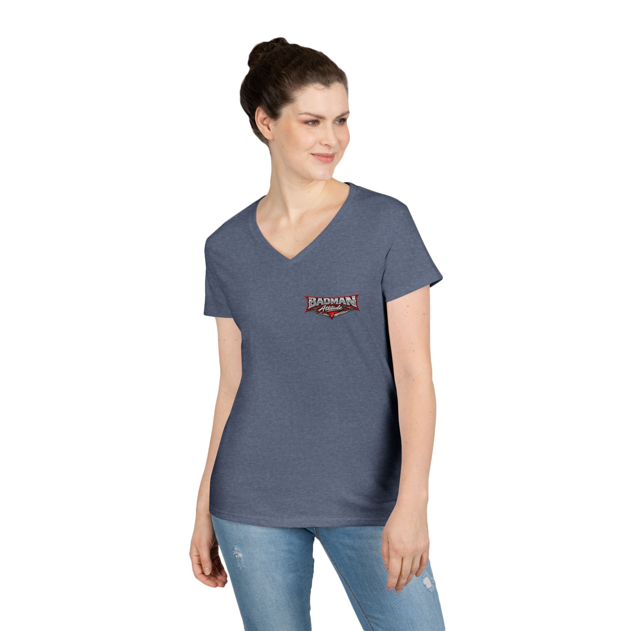 Ladies' V-Neck T-Shirt — "If You Think I'm a Bitch" Gothic Skull Graphic Tee