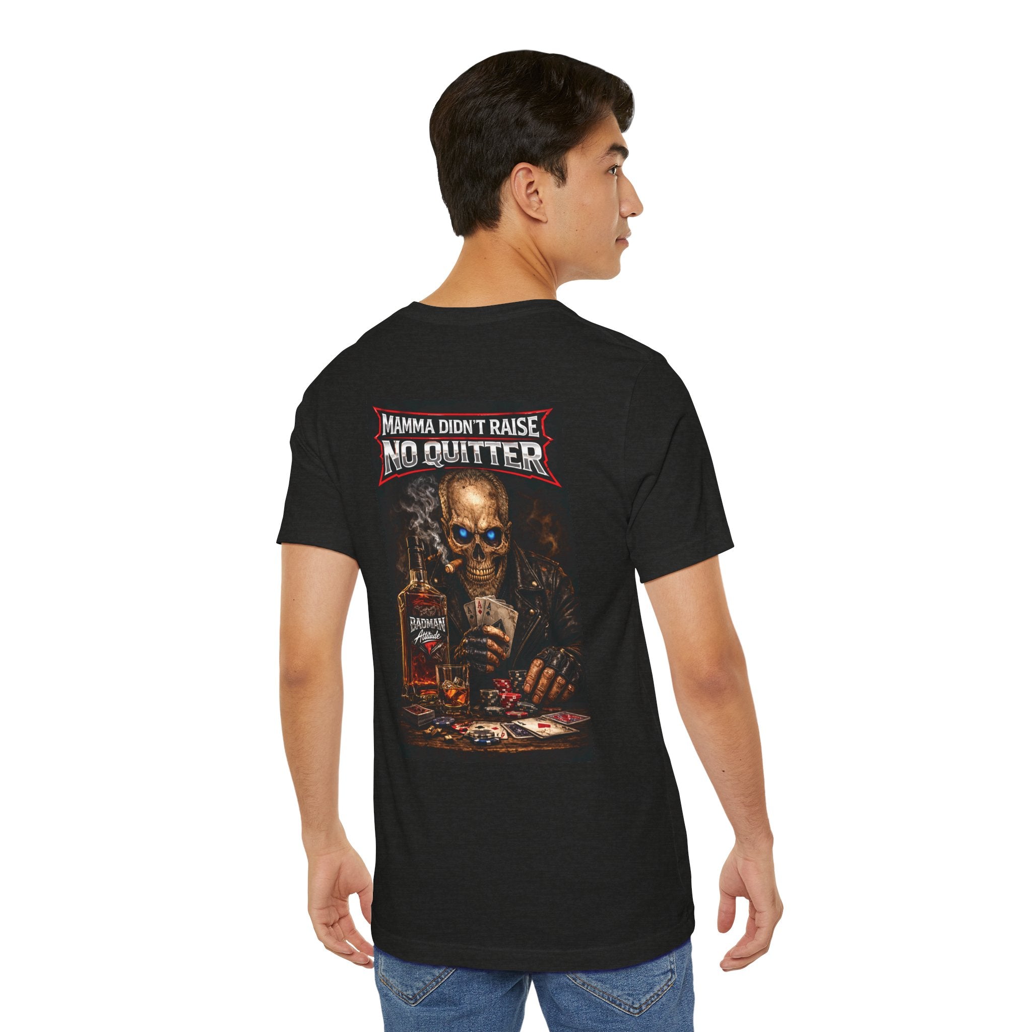No Quitter Skull Poker T‑Shirt