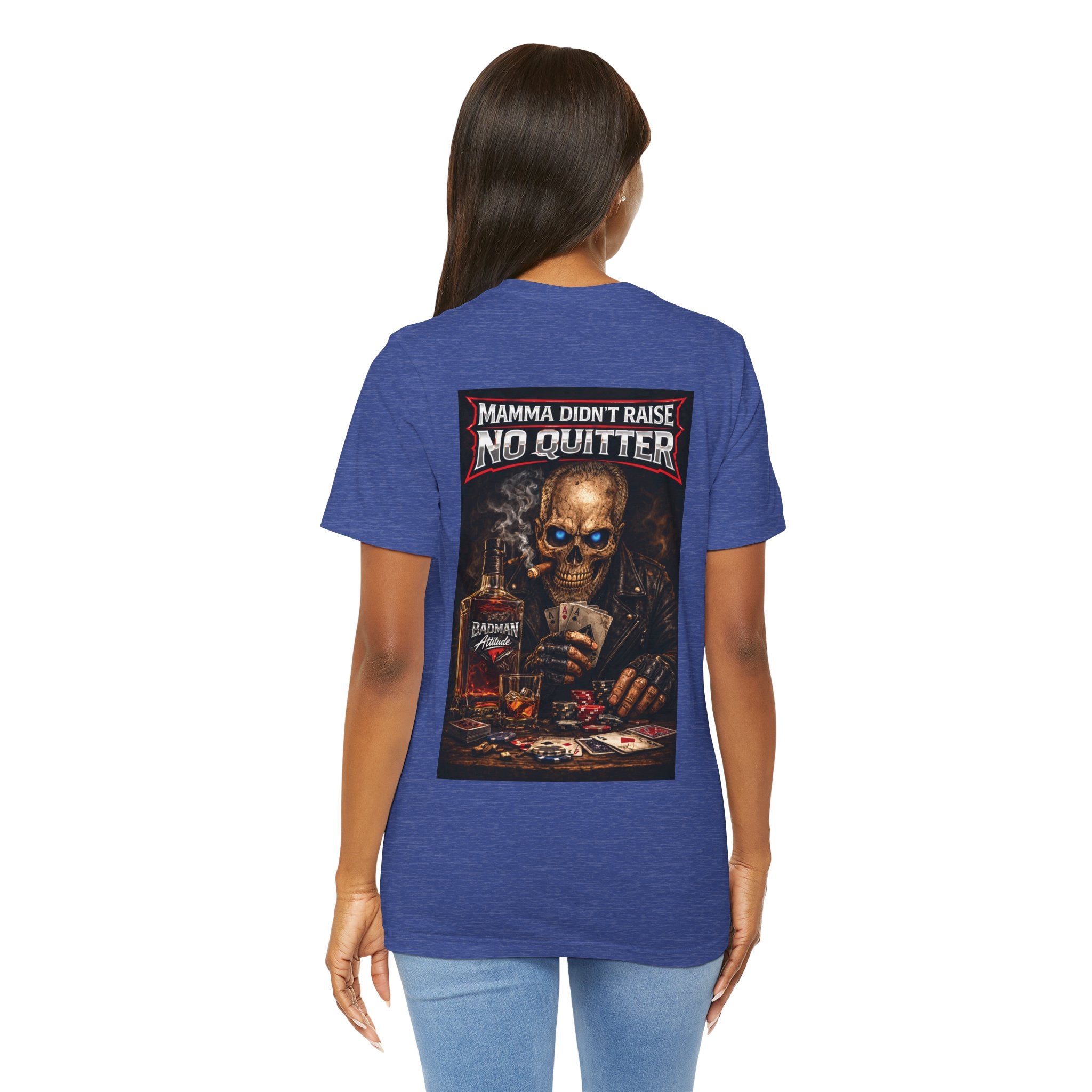 No Quitter Skull Poker T‑Shirt