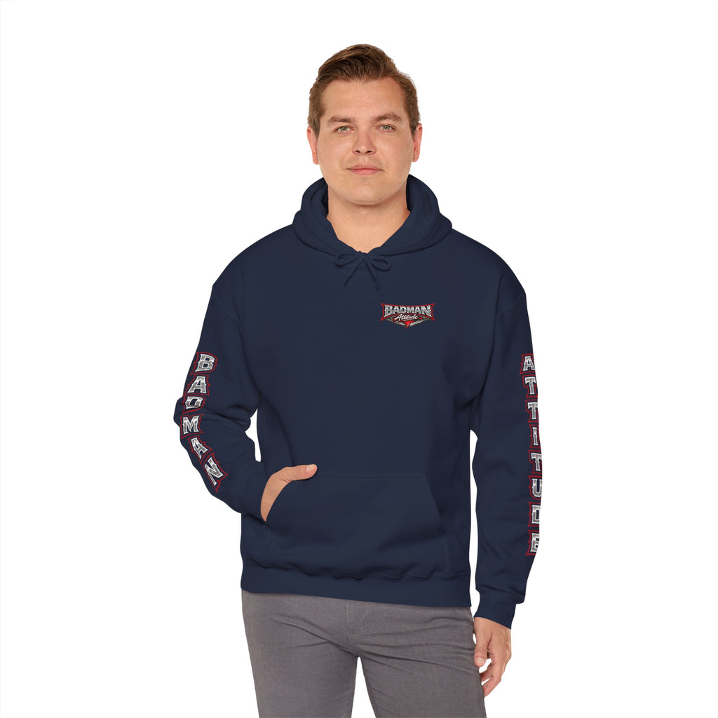 Badman Attitude Hoodie — Graphic Sleeve Logo Hooded Sweatshirt