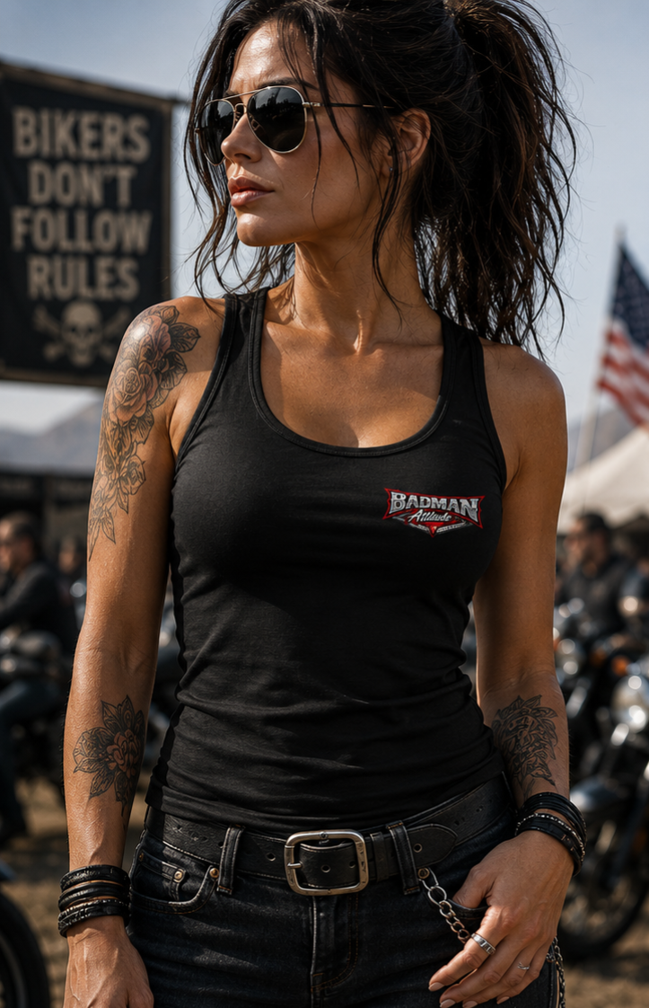 "My Last F*ck" Biker Pinup Vintage Skull Design — Women's Graphic Tank Top