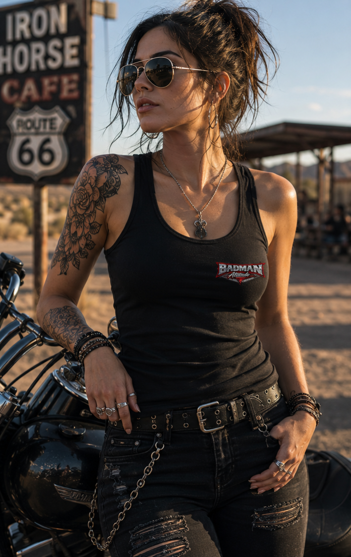 "My Last F*ck" Biker Pinup Vintage Skull Design — Women's Graphic Tank Top