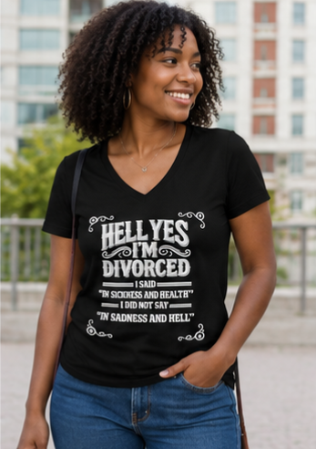 “Hell Yes I’m Divorced” Funny Separation Shirt – Divorced V-Neck Tee