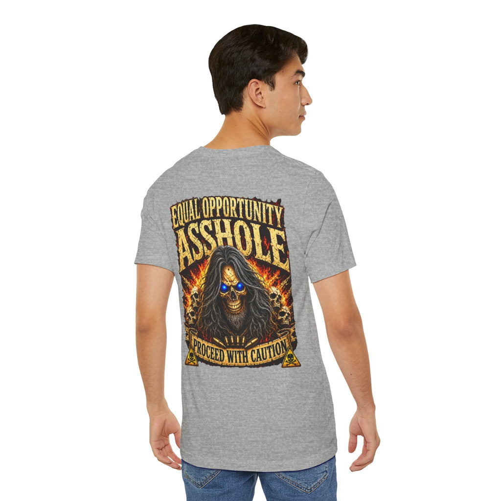 "Equal Opportunity Asshole" Graphic Tee with Skull & Flames (Proceed With Caution)