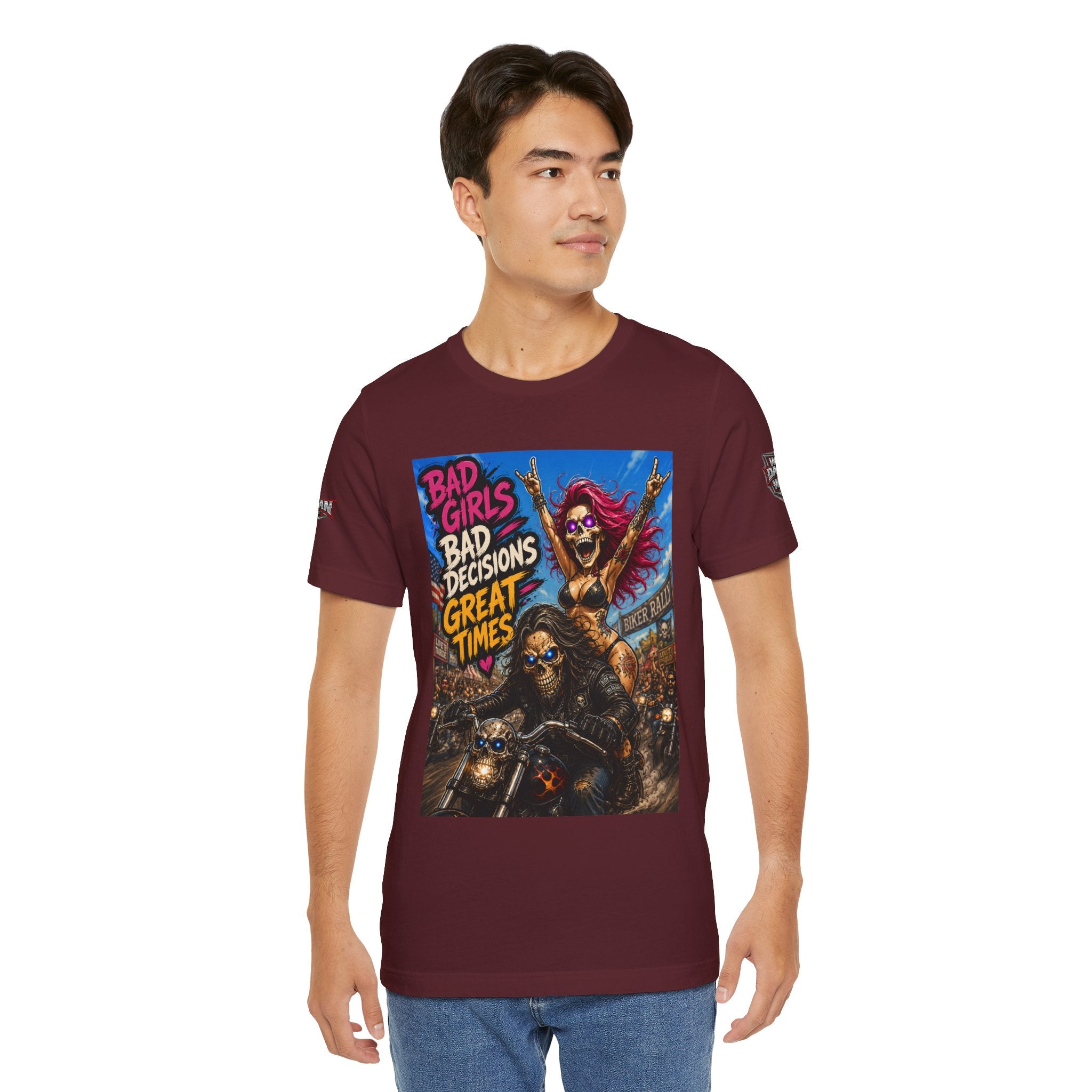 Bad Girls Bad Decisions Great Times Tee - Biker Rock Graphic T-Shirt