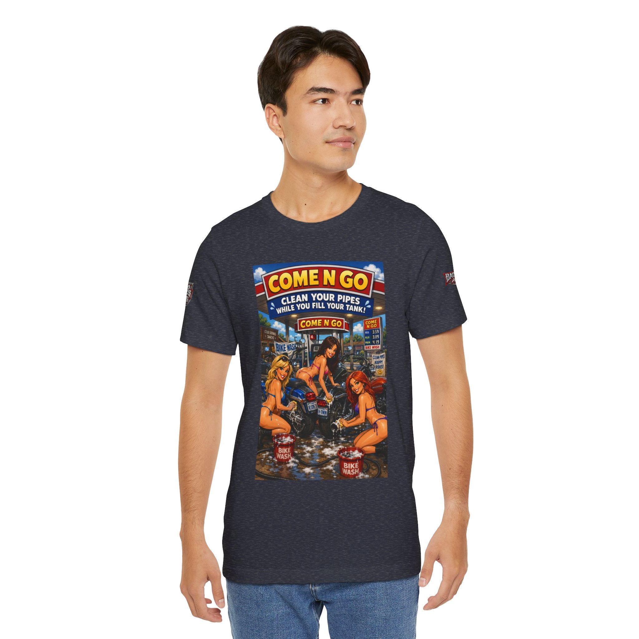 “Come N Go” Retro Mechanic Artwork — Vintage Pinup Garage Tee