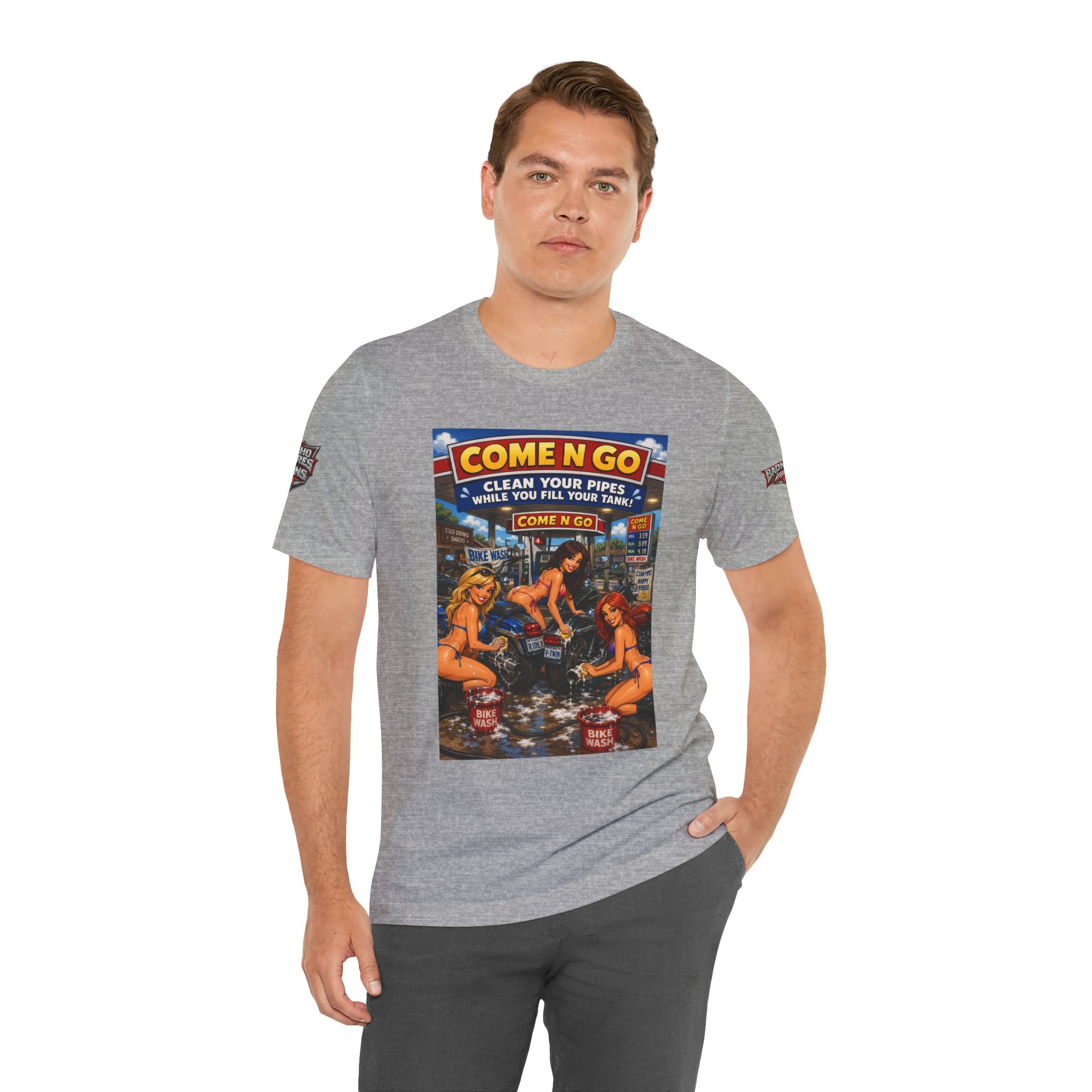 “Come N Go” Retro Mechanic Artwork — Vintage Pinup Garage Tee