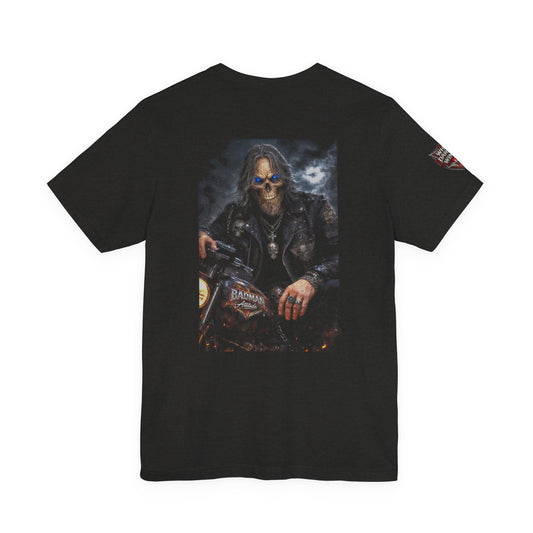 Badman Biker Skull T‑Shirt — Gothic Motorcycle Club Tee