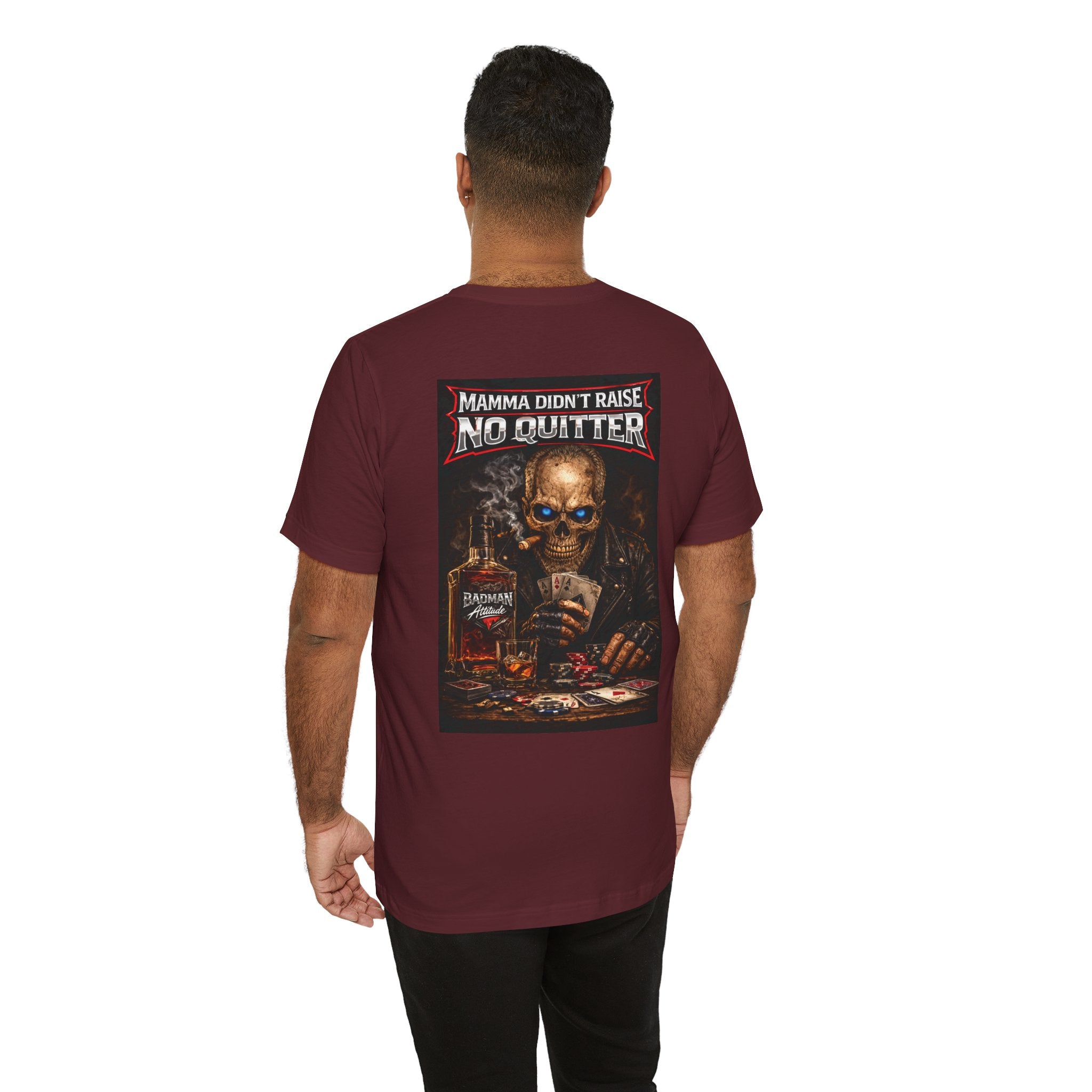 No Quitter Skull Poker T‑Shirt