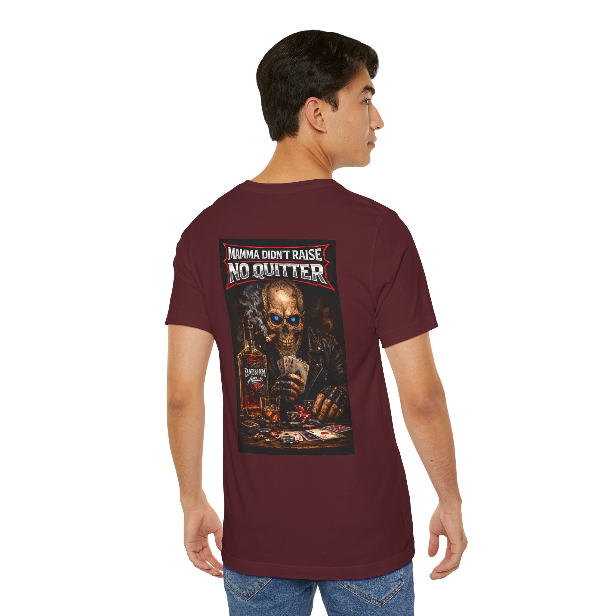 No Quitter Skull Poker T‑Shirt