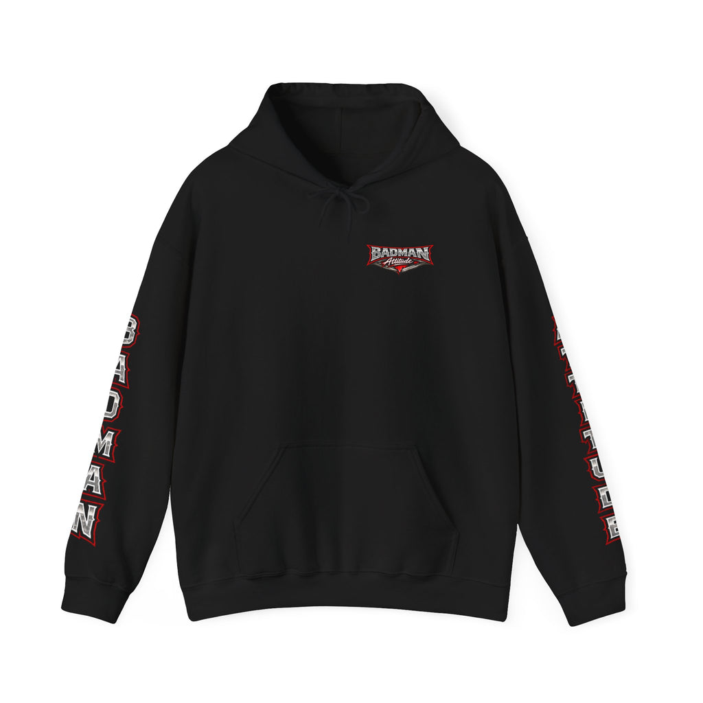Badman Attitude Hoodie — Graphic Sleeve Logo Hooded Sweatshirt