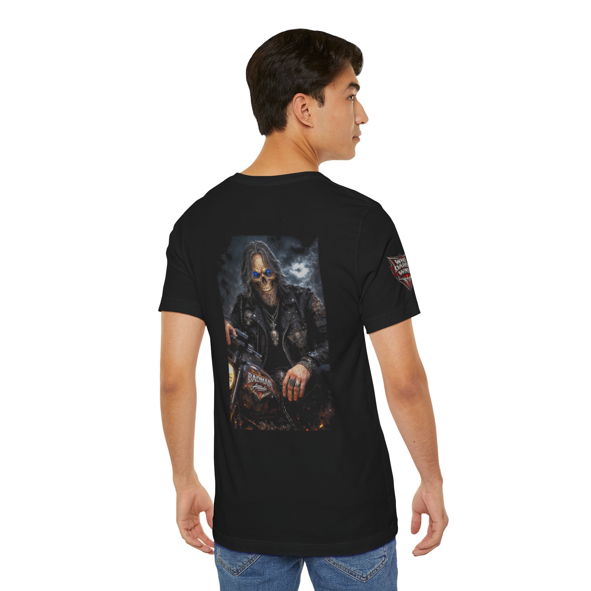 Badman Biker Skull T‑Shirt — Gothic Motorcycle Club Tee