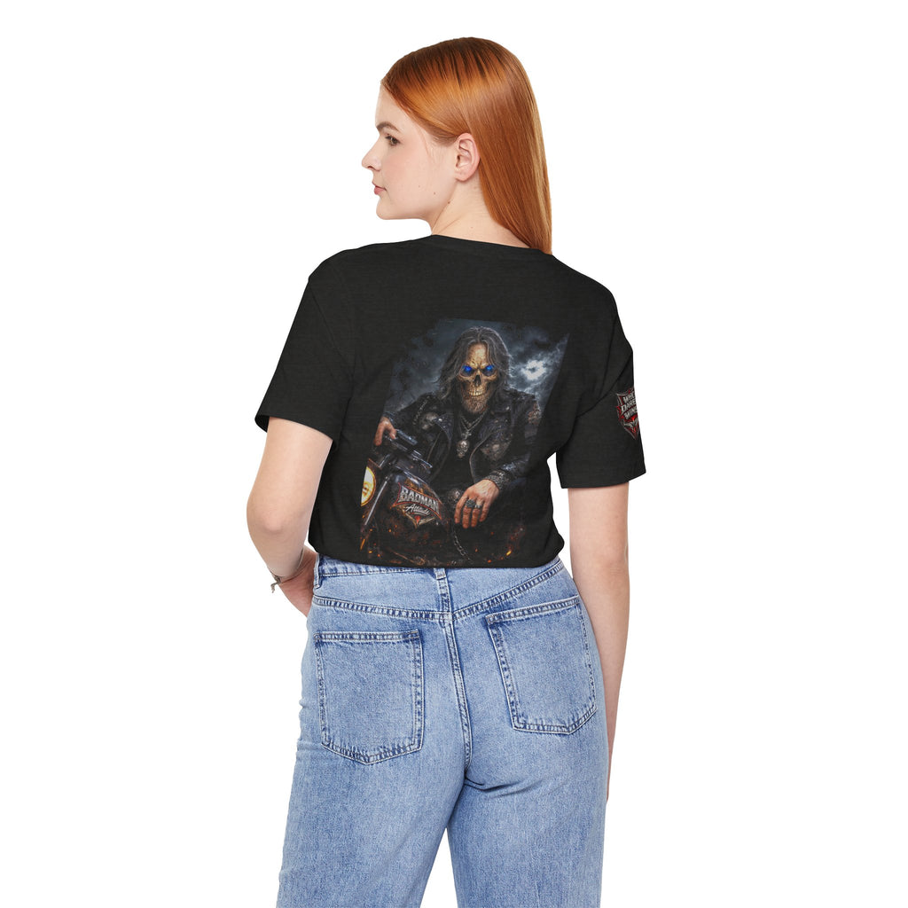 Badman Biker Skull T‑Shirt — Gothic Motorcycle Club Tee