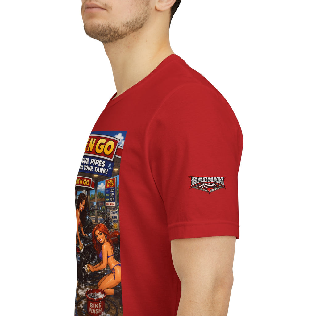 “Come N Go” Retro Mechanic Artwork — Vintage Pinup Garage Tee