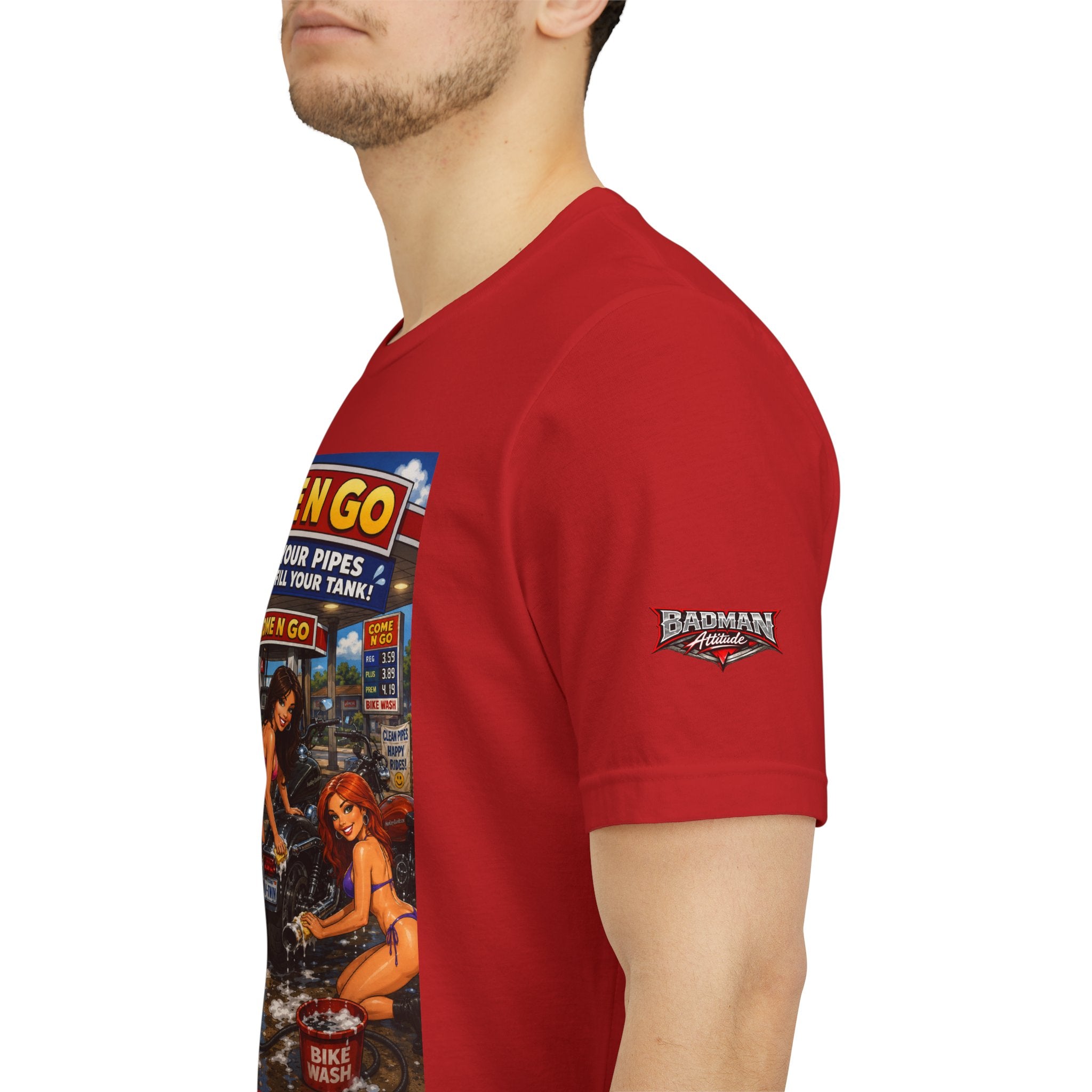 “Come N Go” Retro Mechanic Artwork — Vintage Pinup Garage Tee